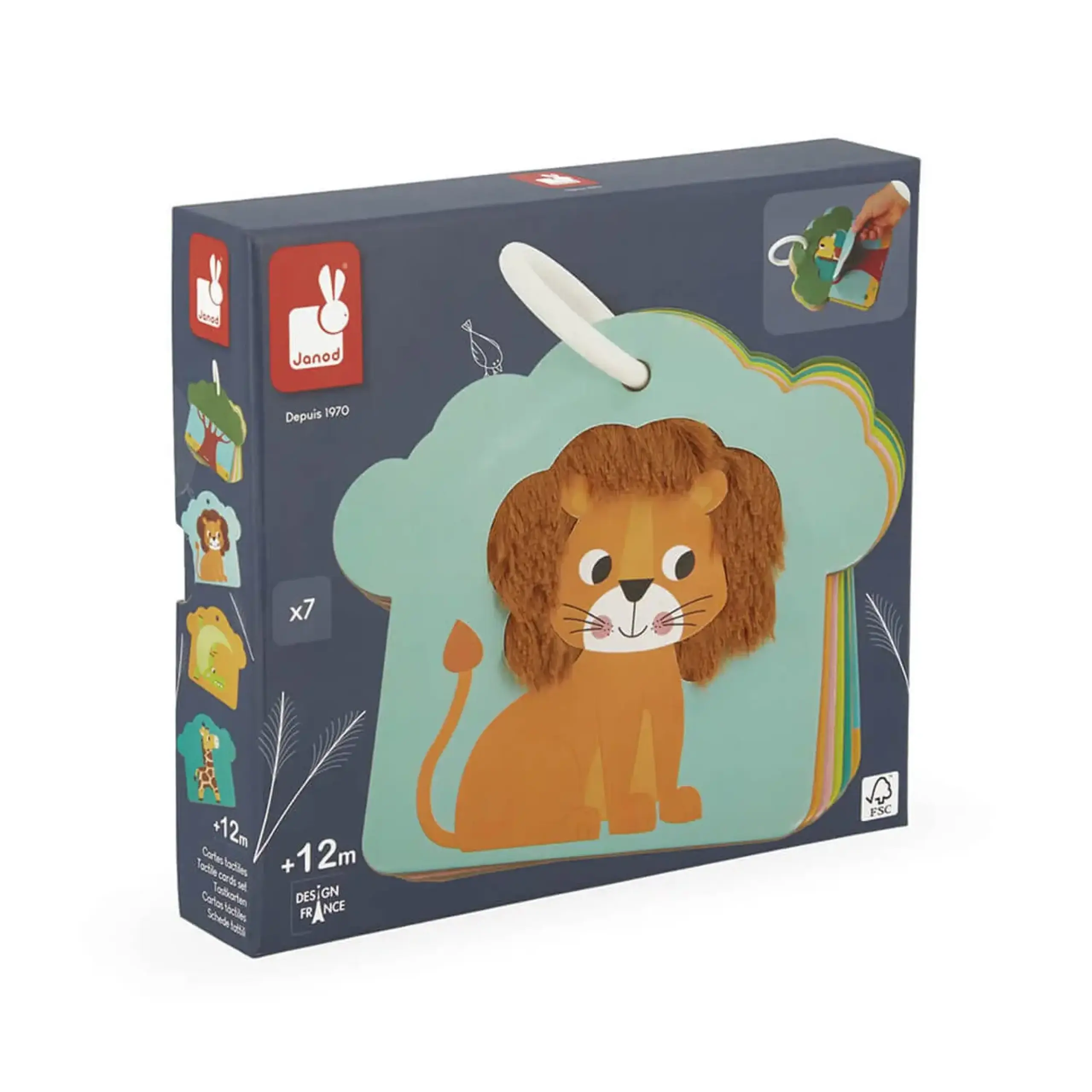Set de carduri tactile „Animale din savană” — Janod