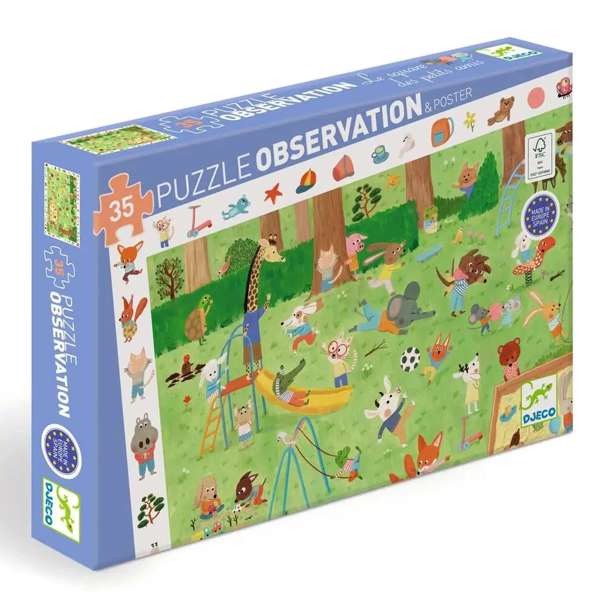 Puzzle de observație „Little Friends Garden”, 35 de piese — Djeco