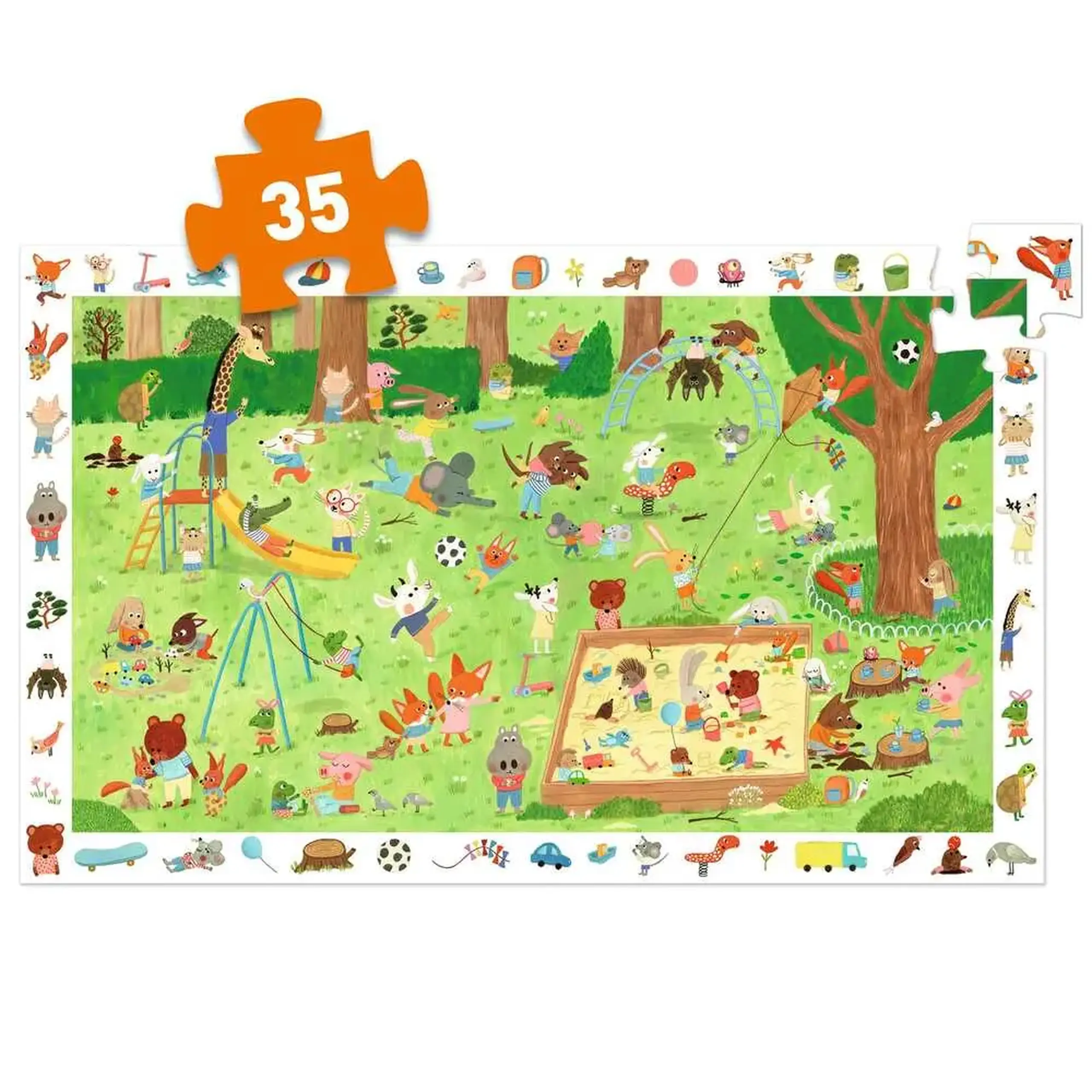 Puzzle de observație „Little Friends Garden”, 35 de piese — Djeco