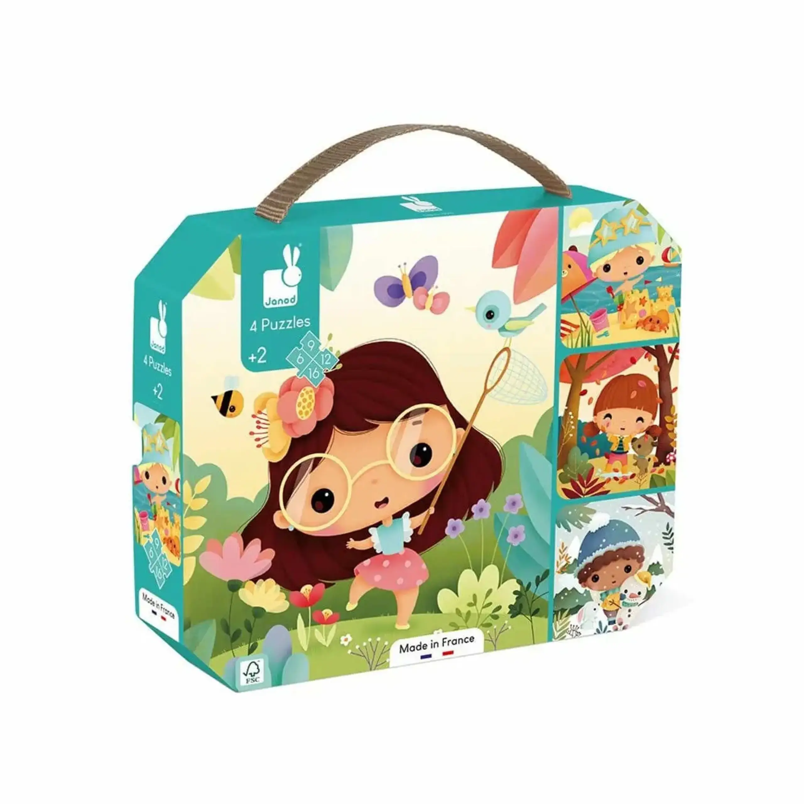Set de 4 puzzle-uri progresive Anotimpuri — Janod
