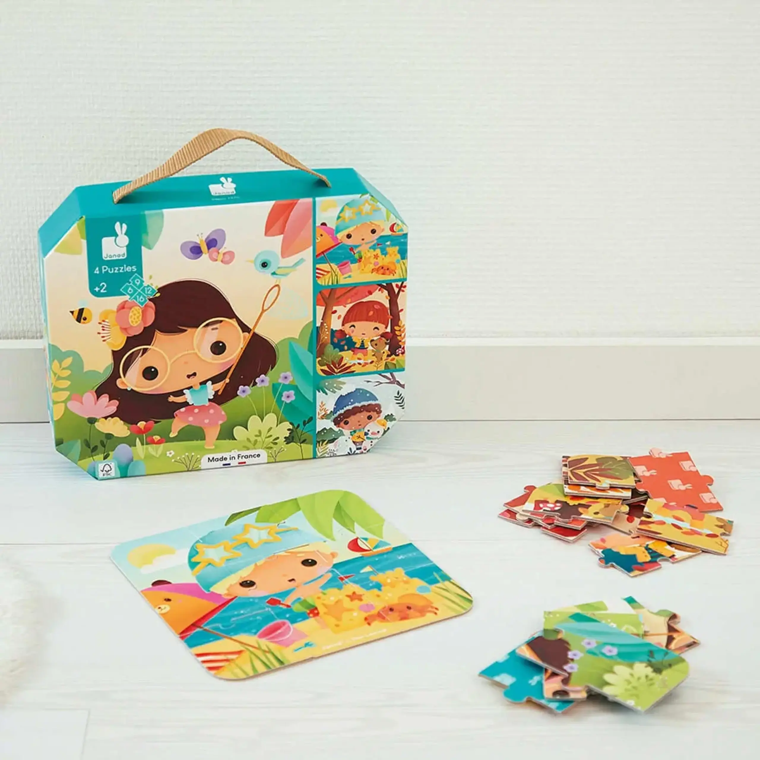 Set de 4 puzzle-uri progresive Anotimpuri — Janod