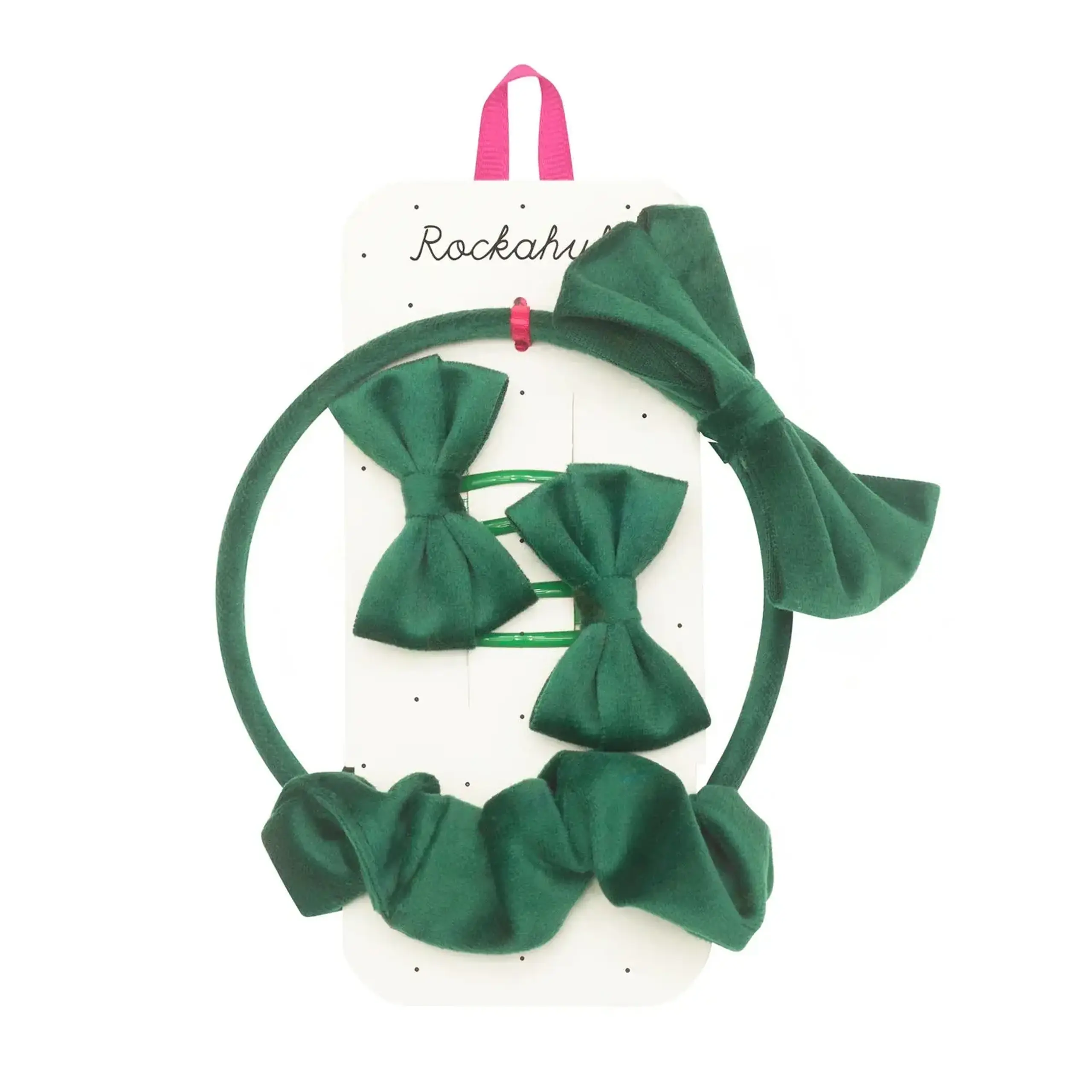 Set de accesorii de păr Velvet Bow School, verde — Rockahula Kids