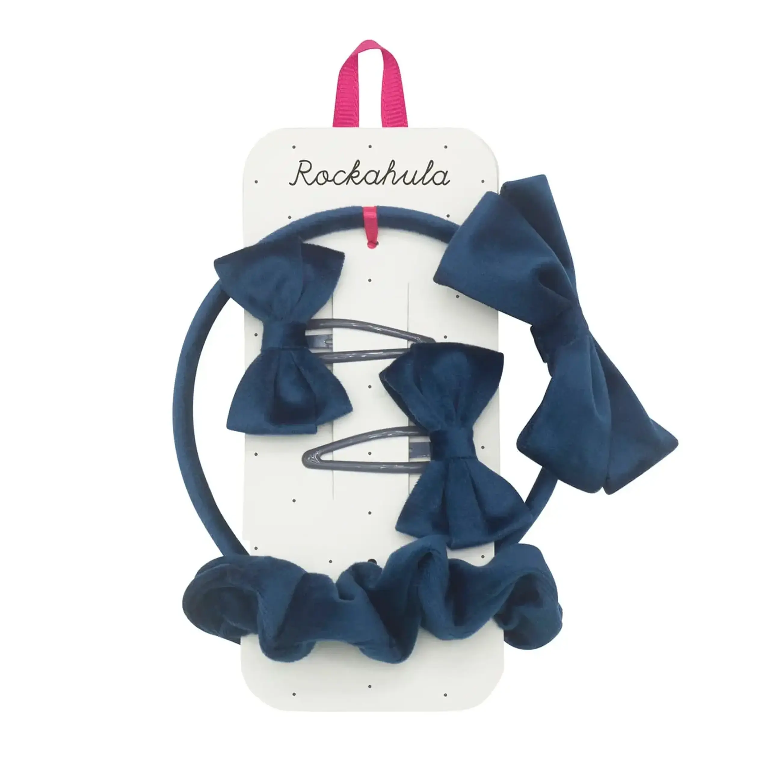 Set de accesorii de păr Velvet Bow School, albastru — Rockahula Kids