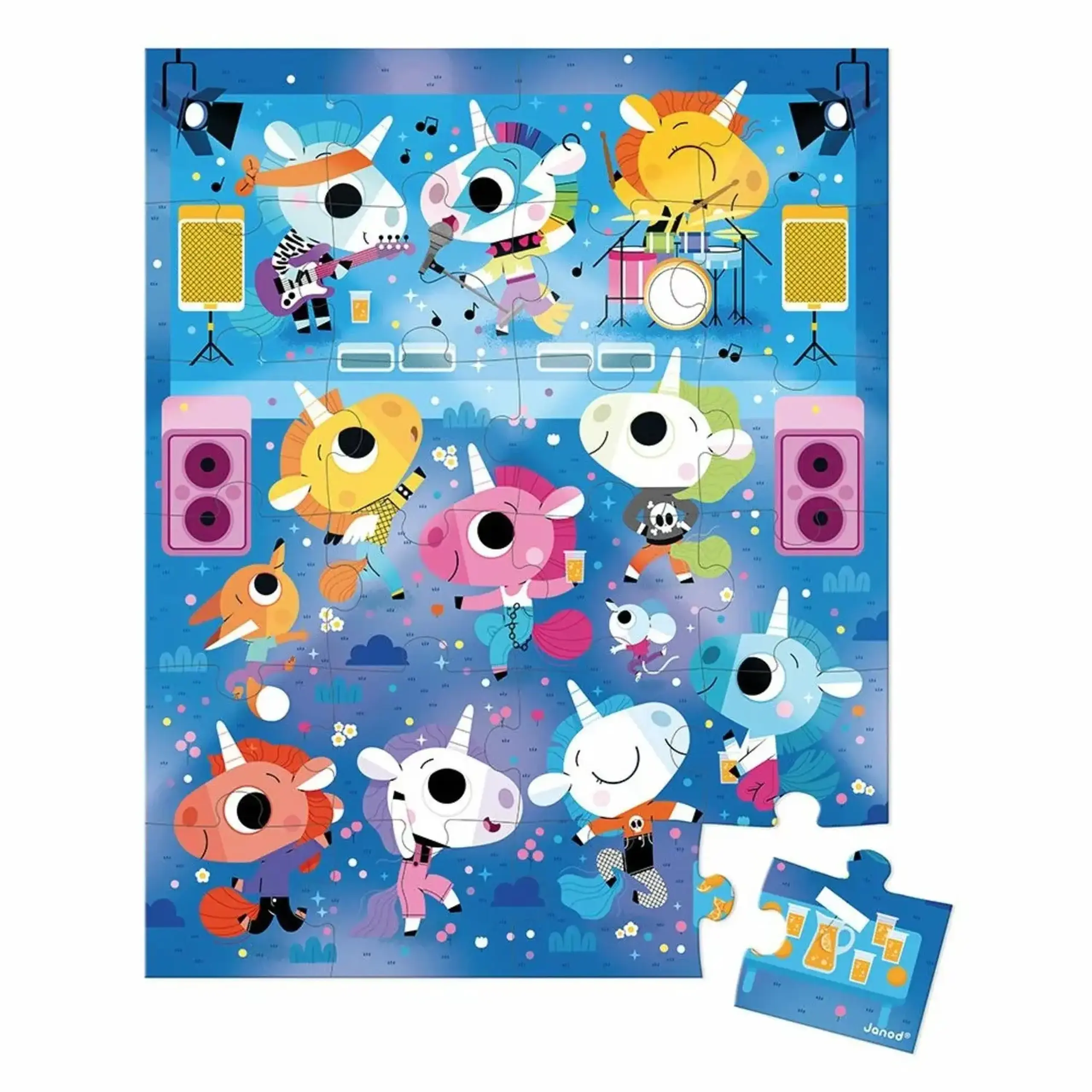 Puzzle Concert rock cu unicorni — 24 piese