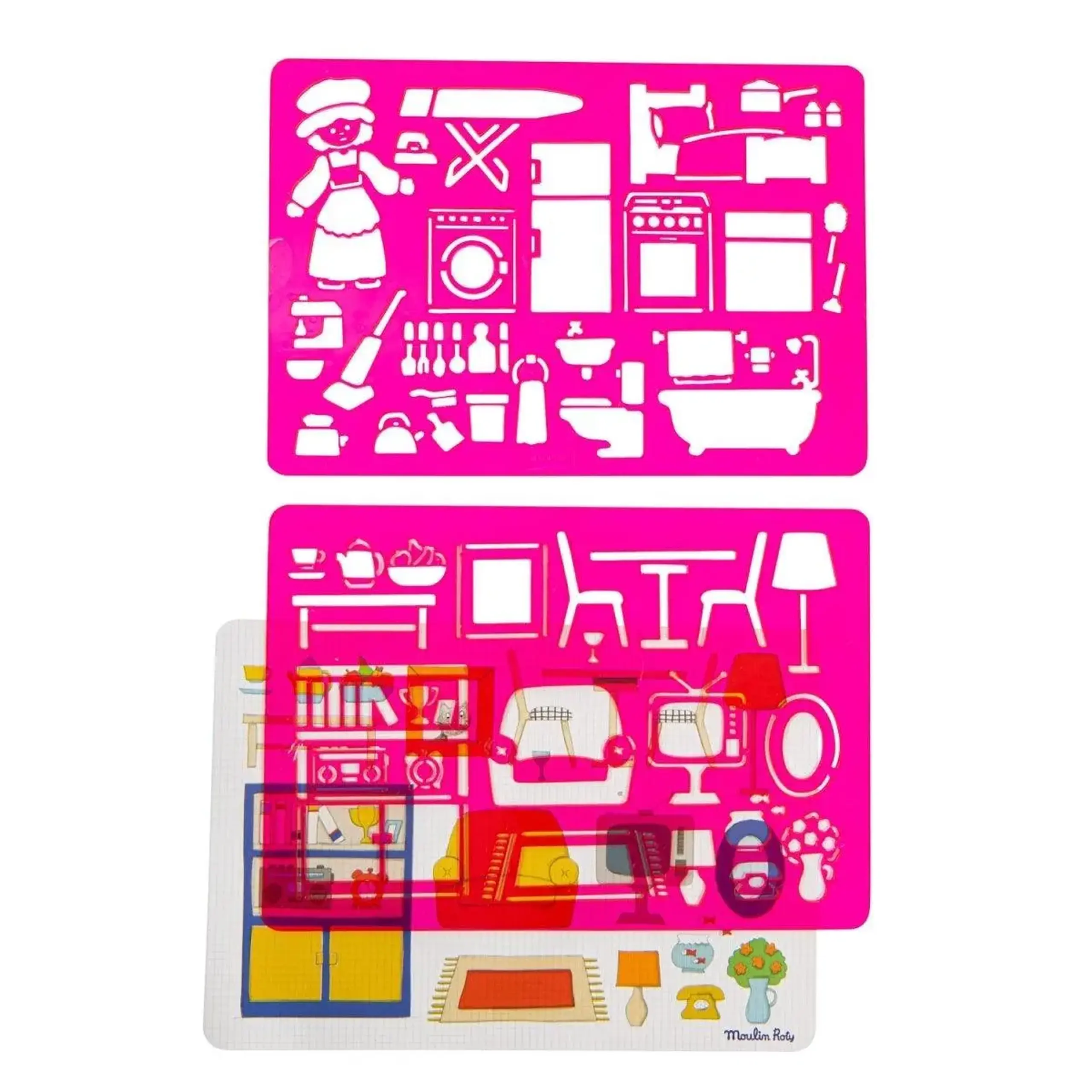 Set de 2 șabloane pentru desen — Moulin Roty - În casă