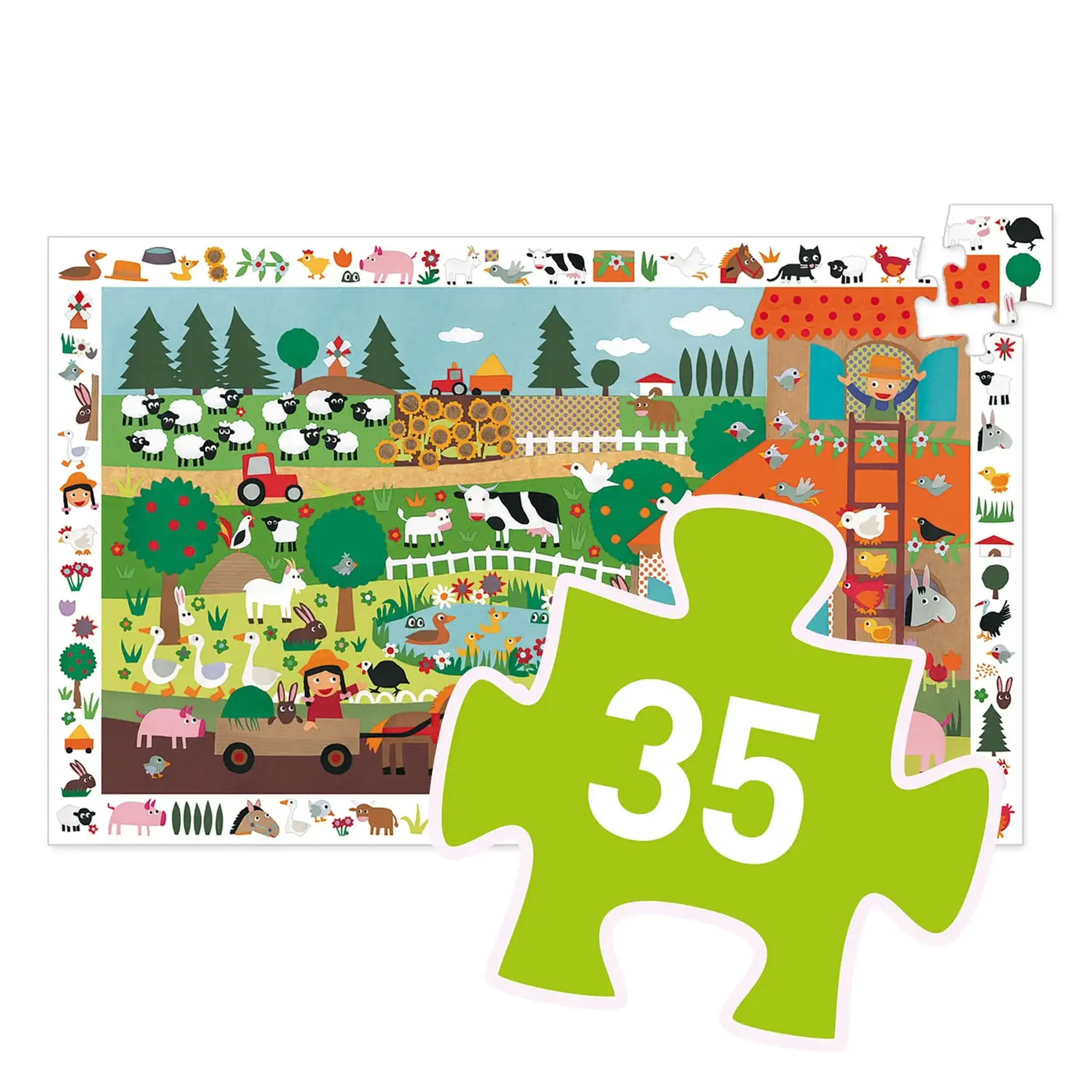 Puzzle de observație Ferma, 35 de piese — Djeco