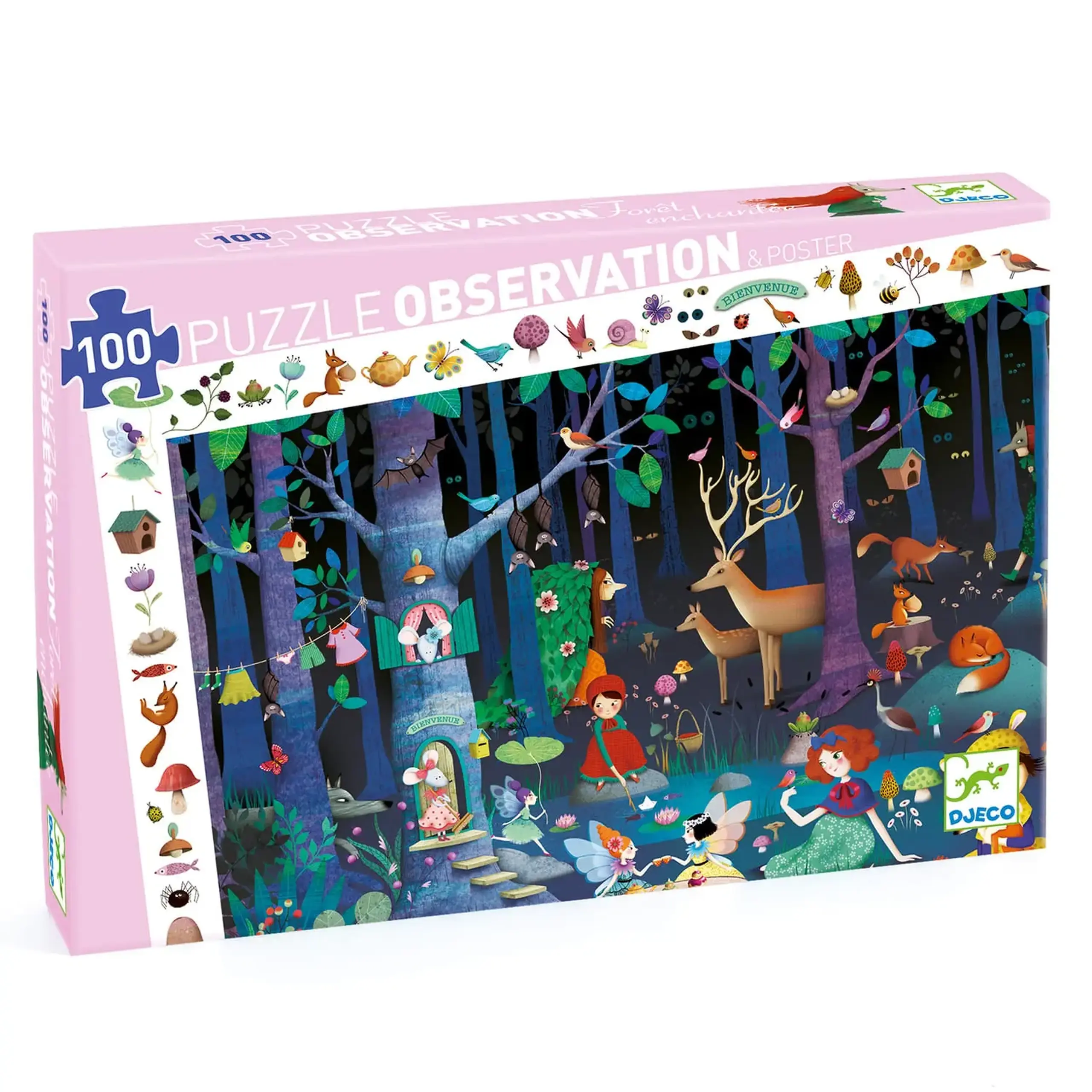 Puzzle de observație Pădurea fermecată, 100 de piese — Djeco