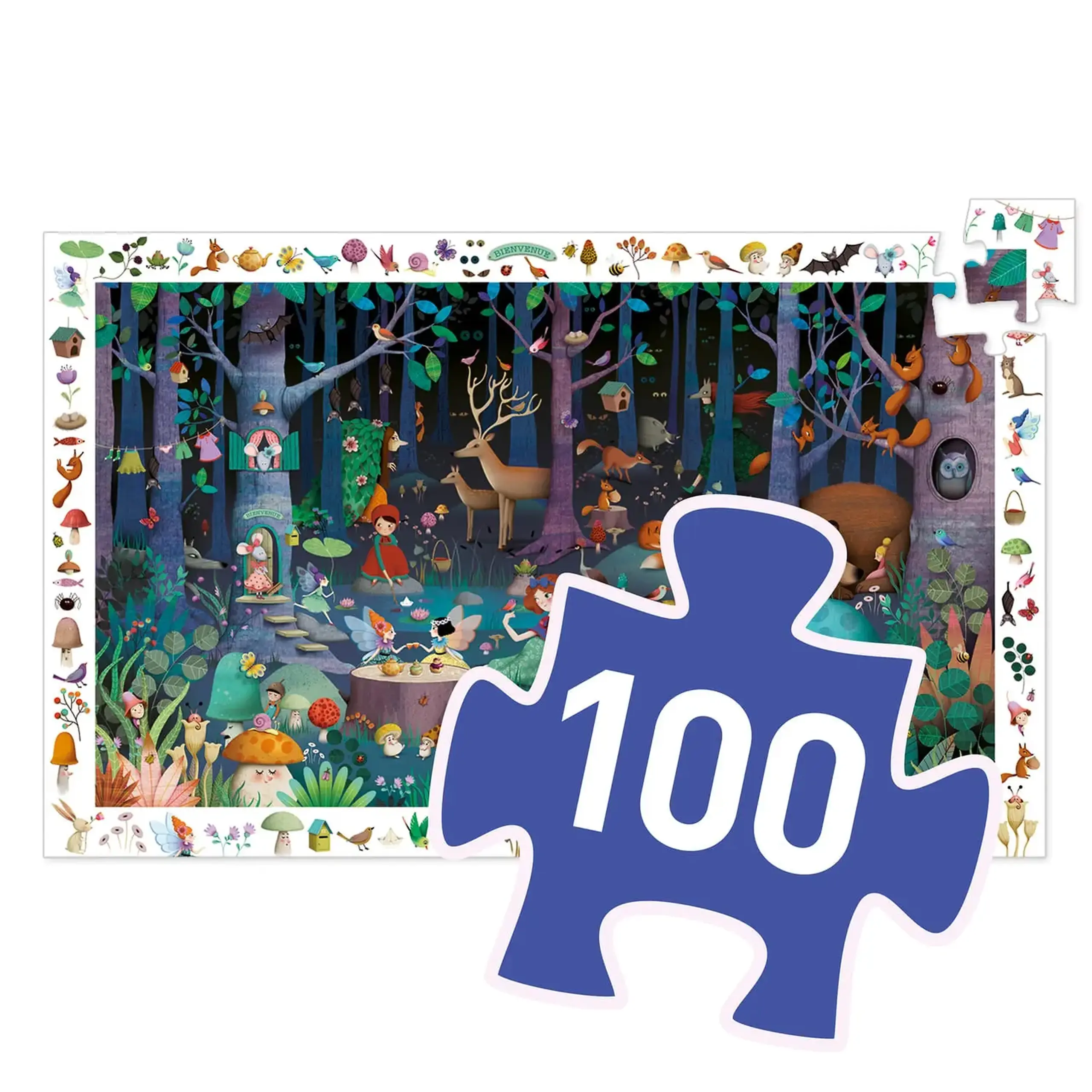 Puzzle de observație Pădurea fermecată, 100 de piese — Djeco