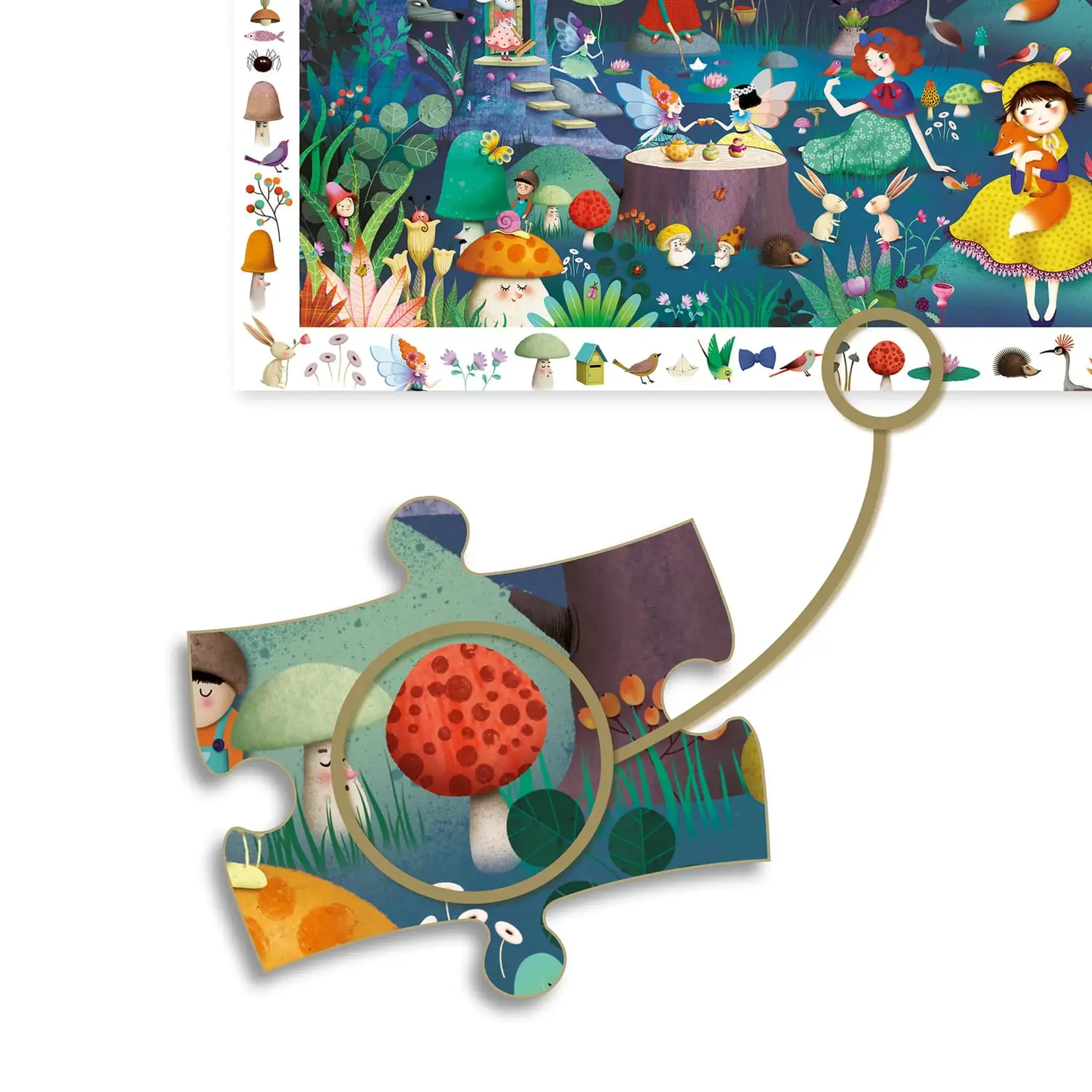 Puzzle de observație Pădurea fermecată, 100 de piese — Djeco