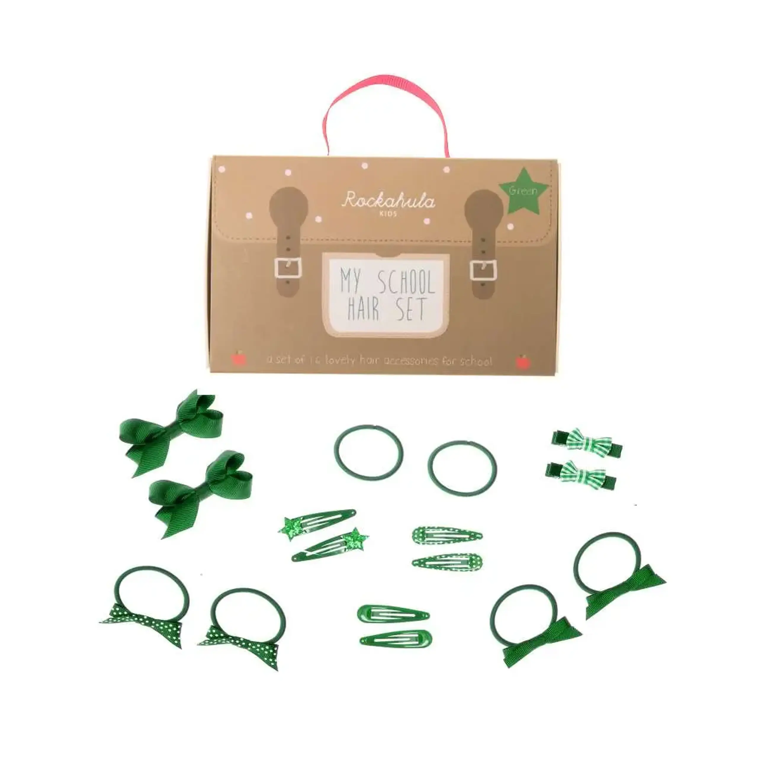 Set școlar 16 accesorii de păr, verde — Rockahula Kids