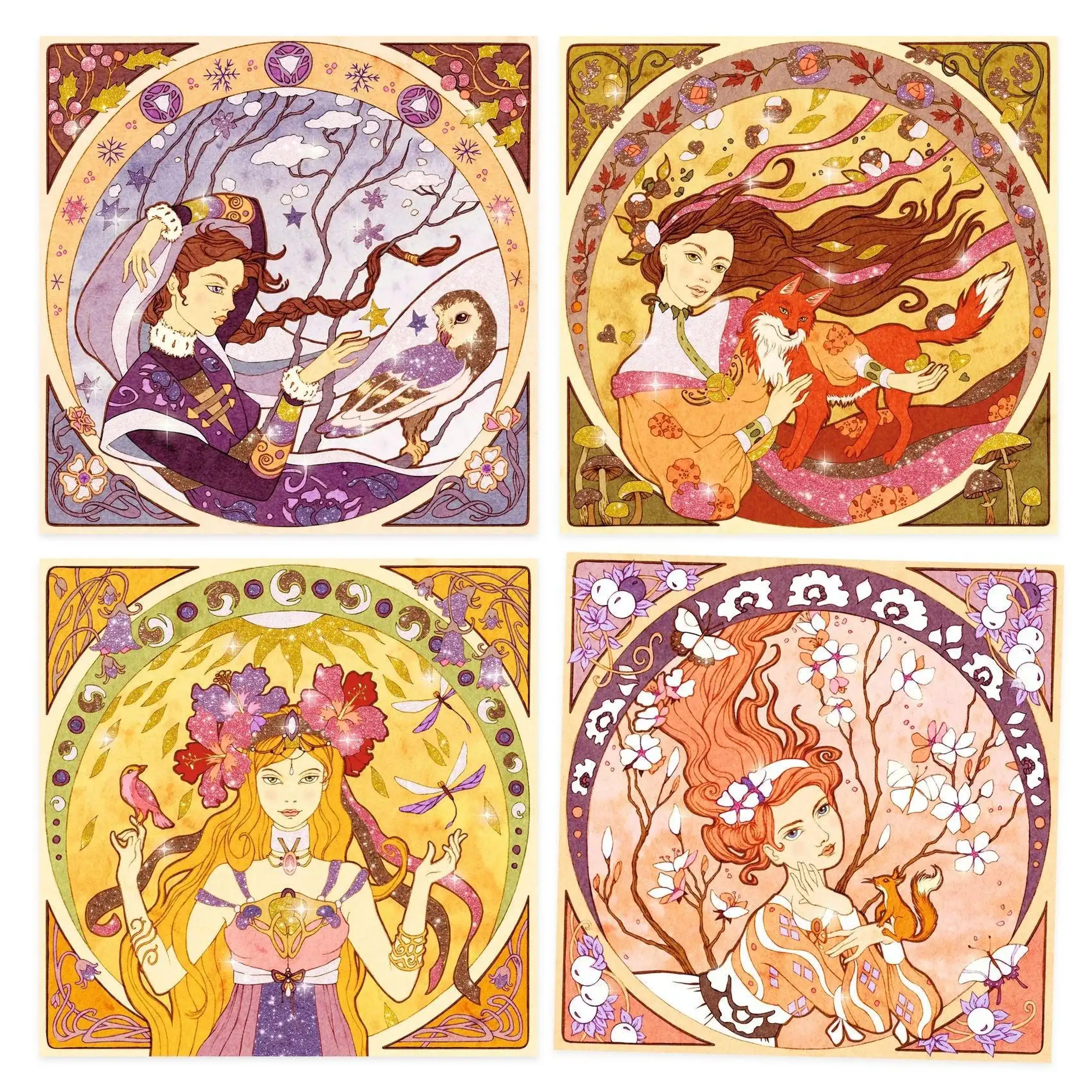 Tablouri cu sclipici inspirate de Alfons Mucha „Divine” — Djeco