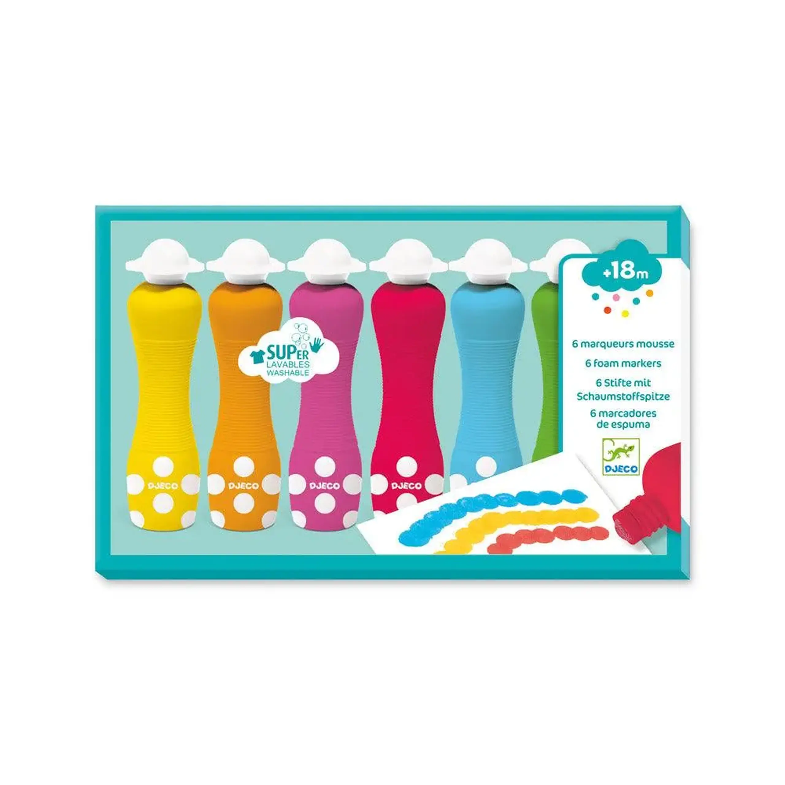 Set de 6 markere cu burete — Djeco