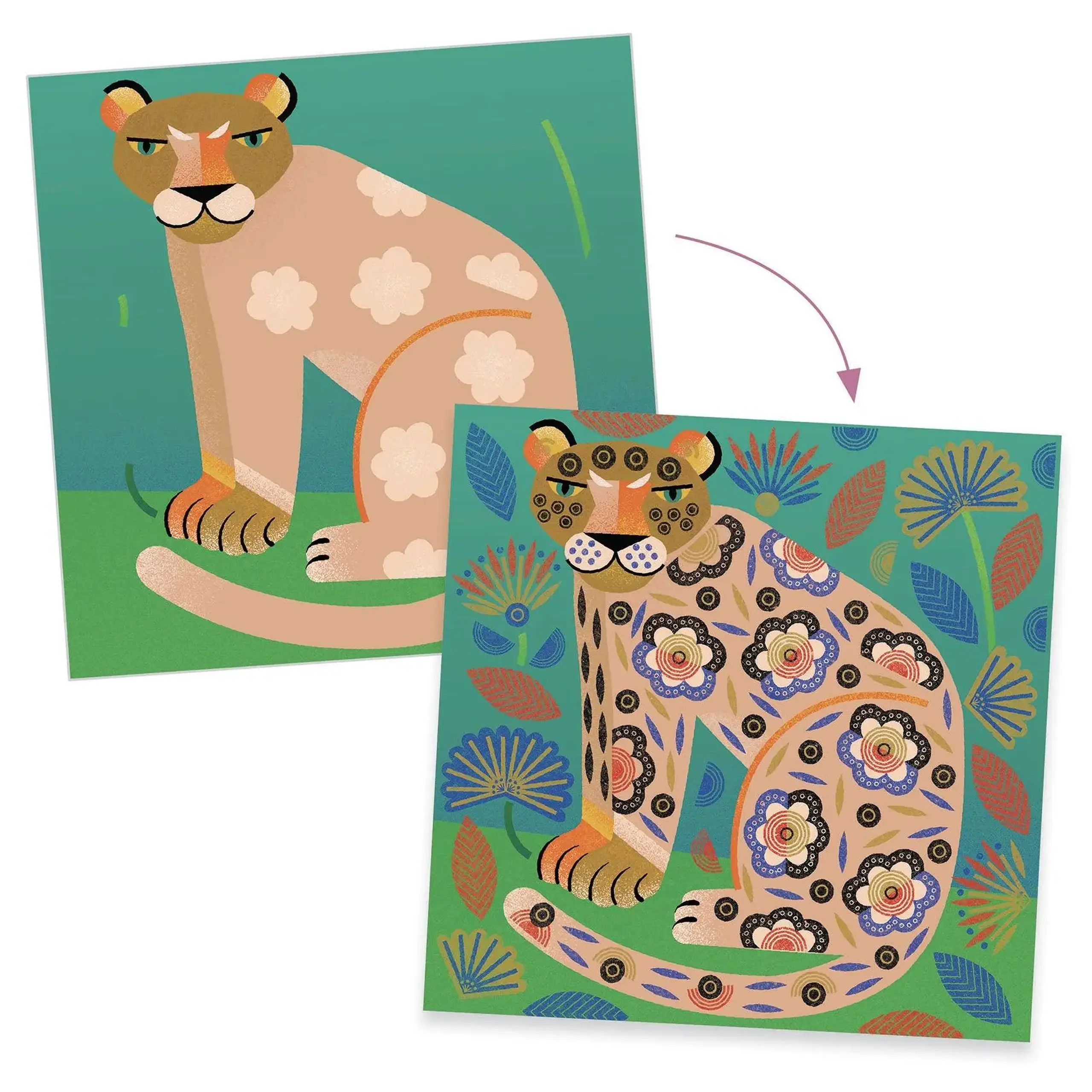 Set de ștampile transparente „Modele și animale” — Djeco