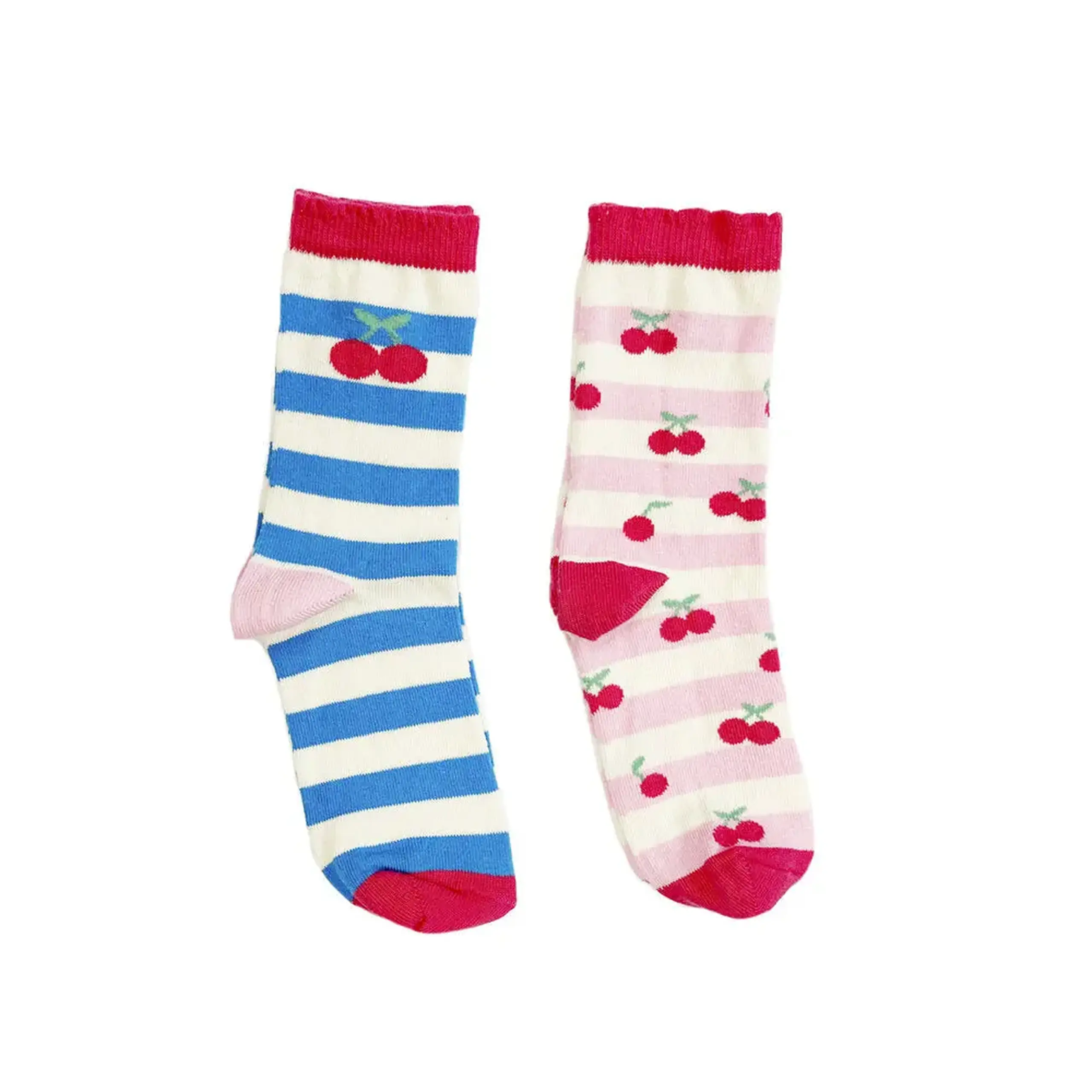 Ciorapii Cherry Stripe 2 buc (3 - 5 ani) - Material 100% bumbac