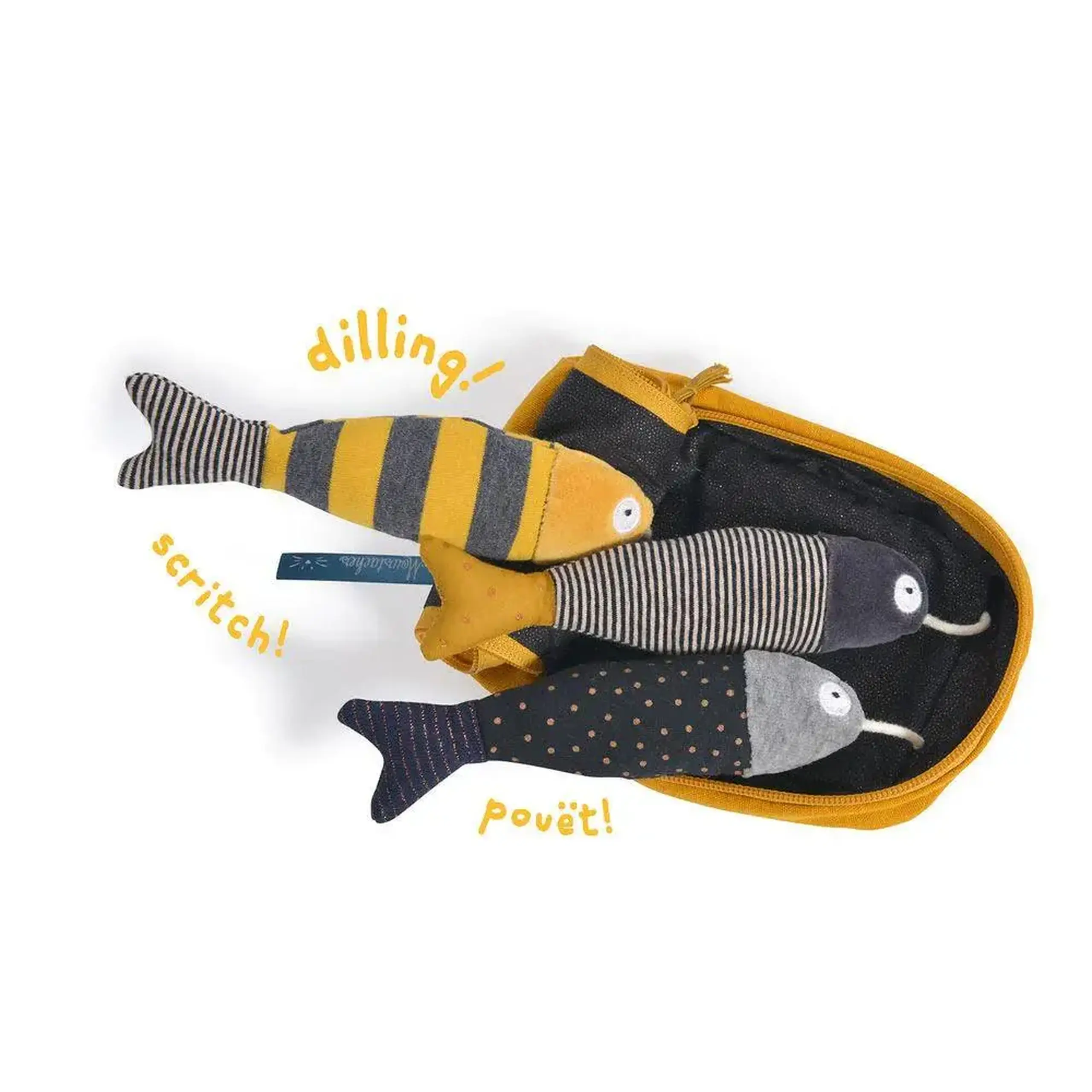 Cutie cu 3 sardine de activități, Les Moustaches — Moulin Roty