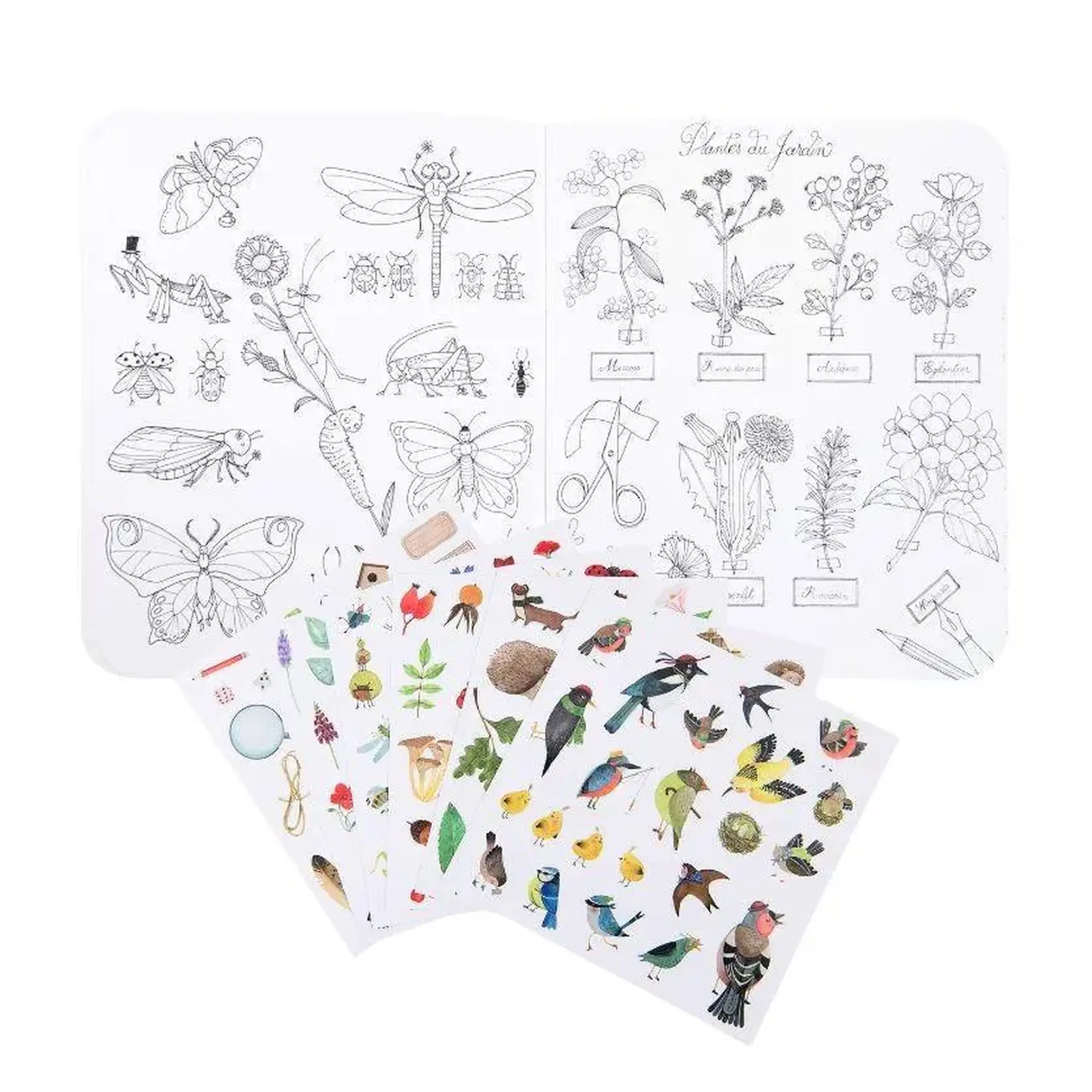 Caiet de colorat cu 148 de stickere „Le Botaniste” — Moulin Roty