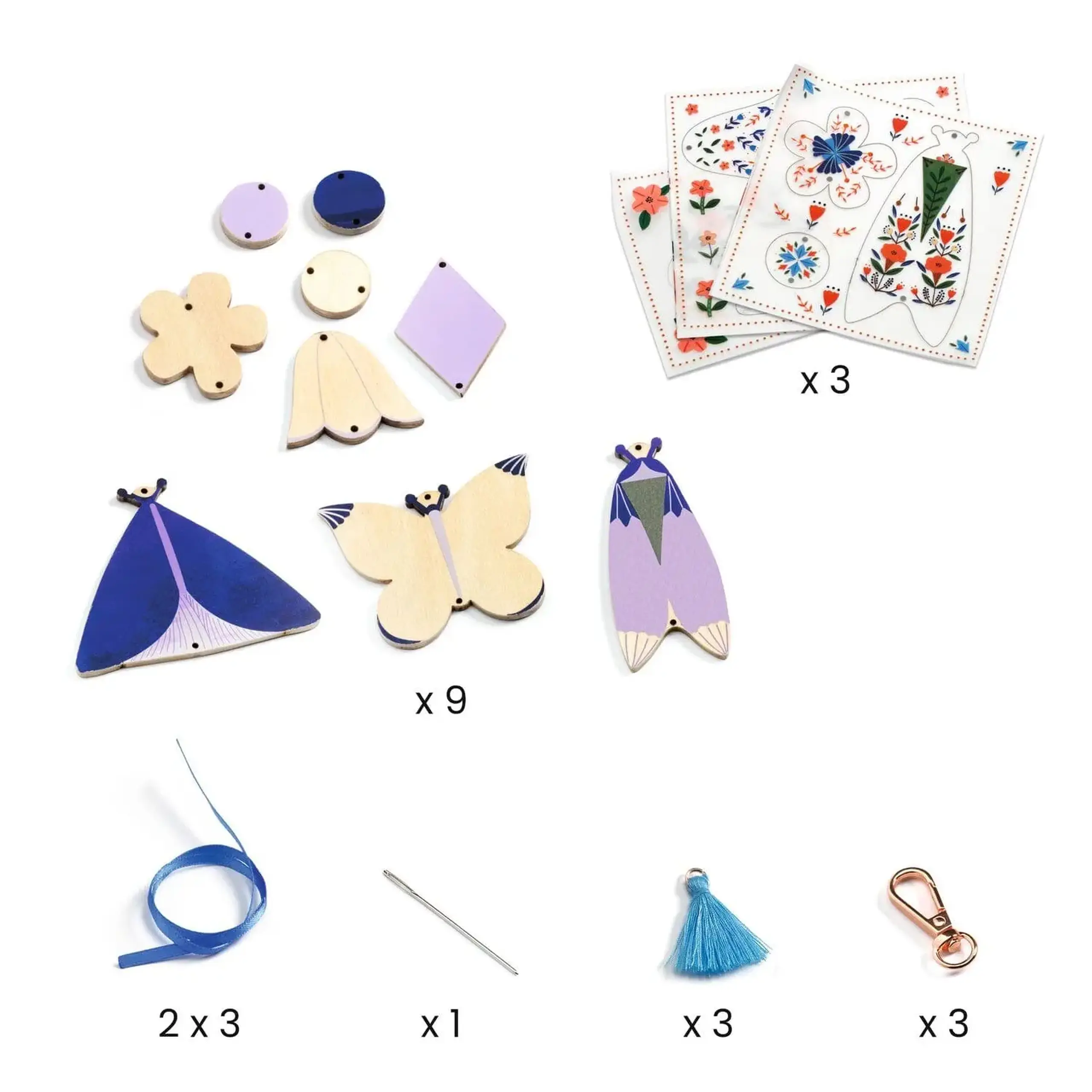 Set DIY 3 brelocuri Butterflies — Djeco