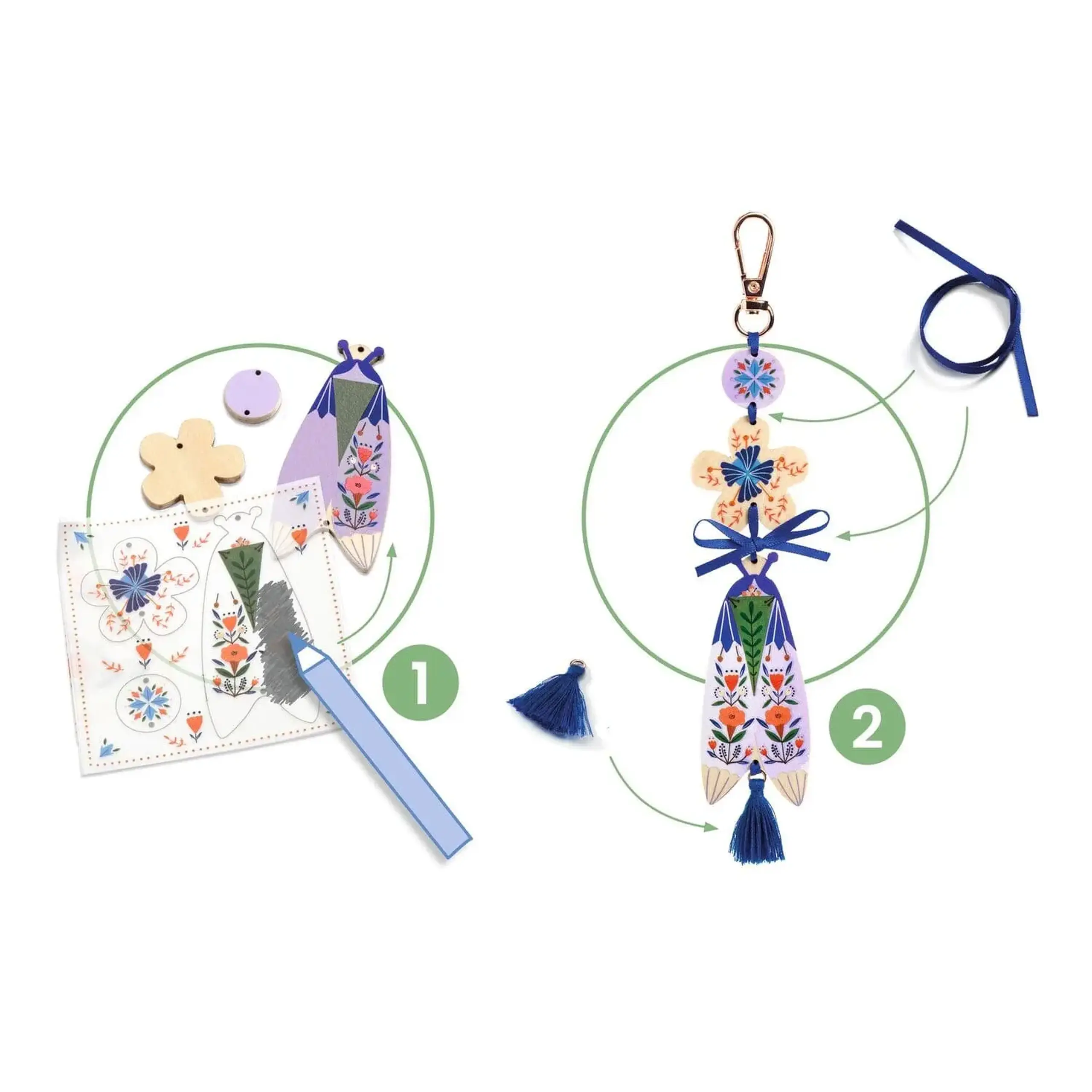 Set DIY 3 brelocuri Butterflies — Djeco