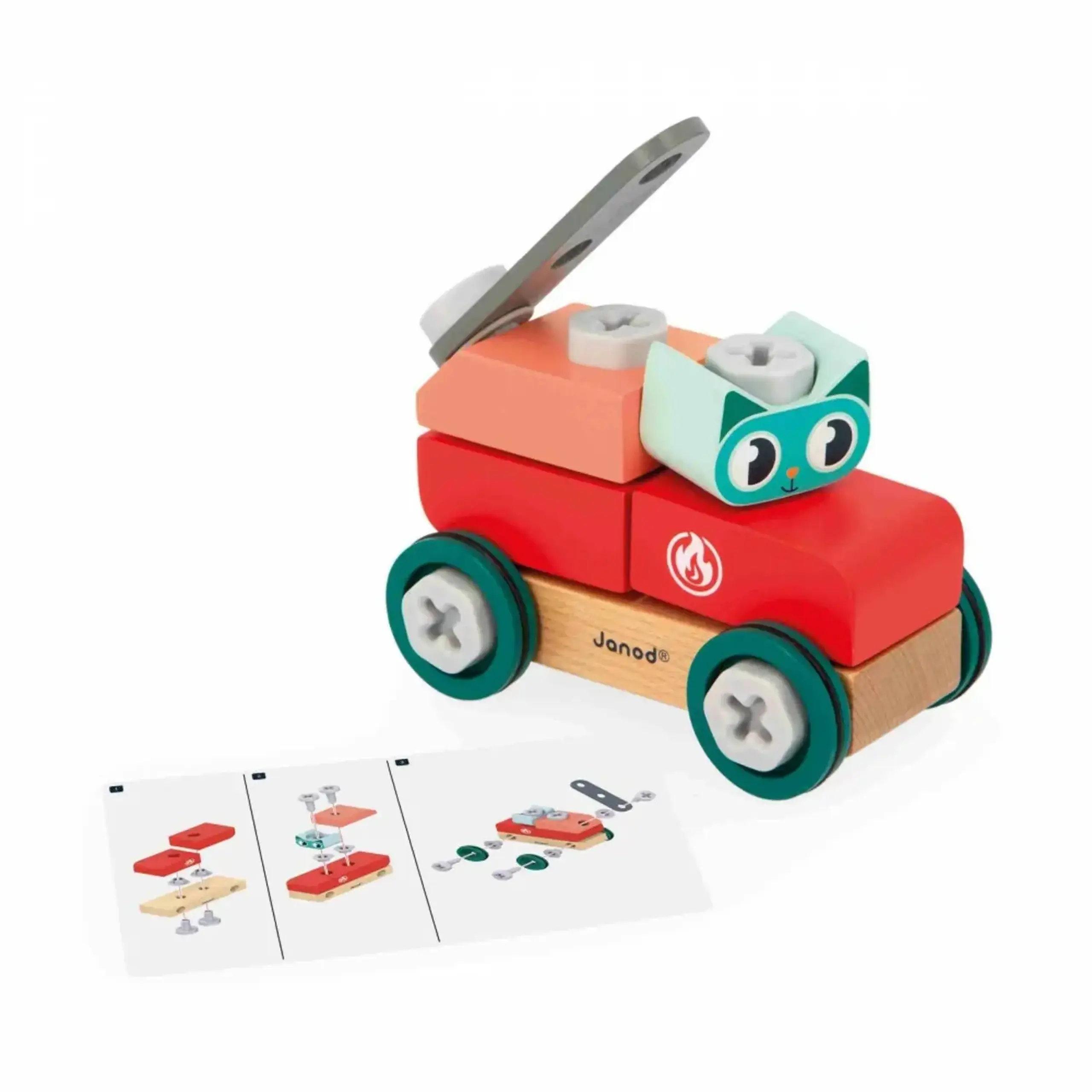 Set de construcție Mașinuța Pisică Brico’Kids — Janod