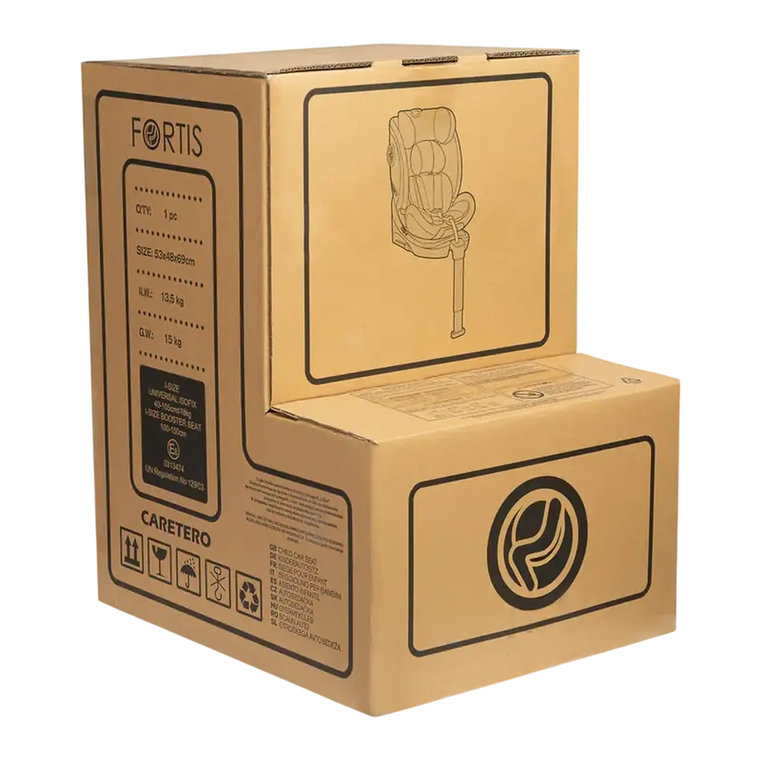 Scaun auto Caretero Fortis i-Size, Grupa 0+/1/2/3 (0-36 kg), Grafit