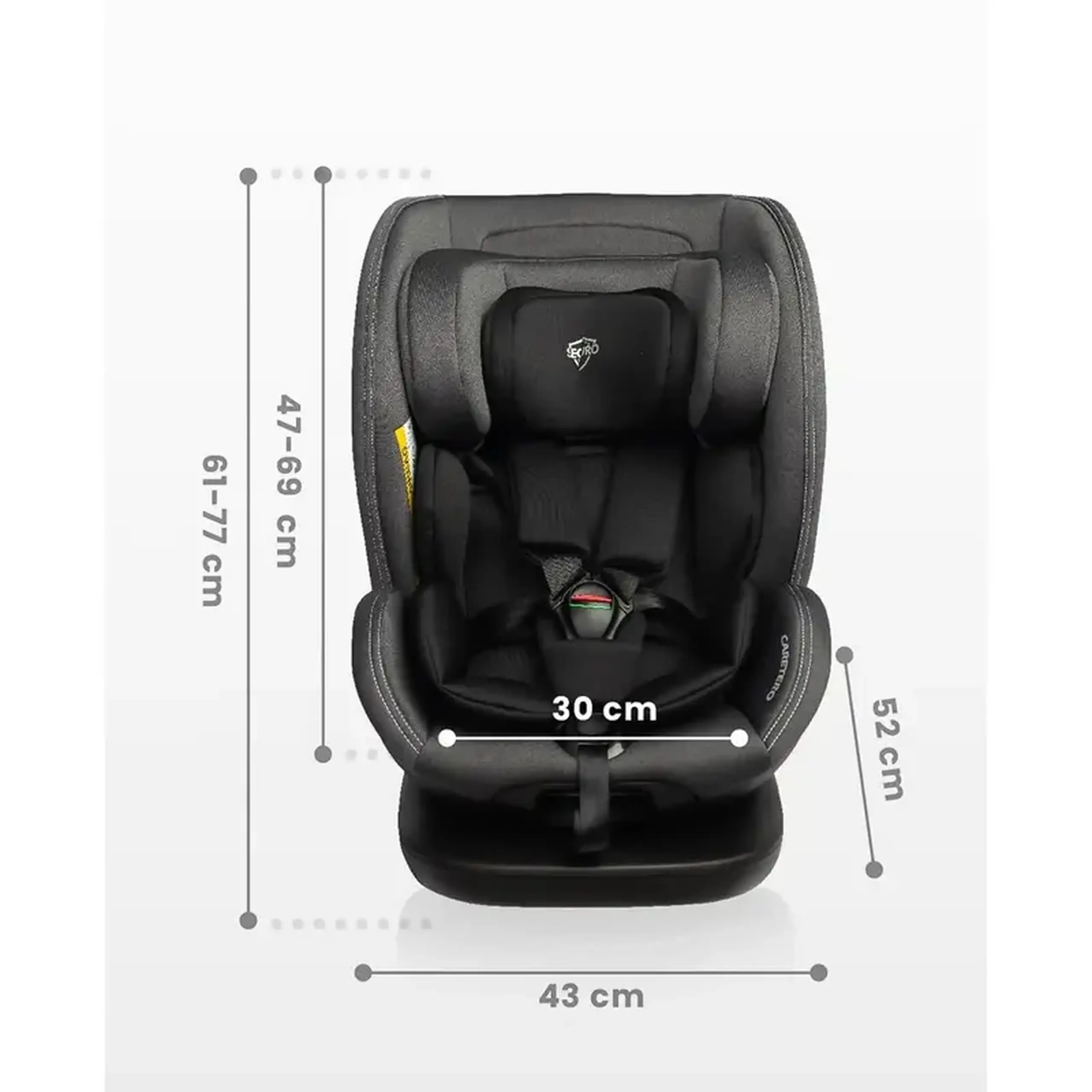 Scaun auto Caretero Securo, Grupa 0+/1/2/3 (0-36 kg), Gri deschis