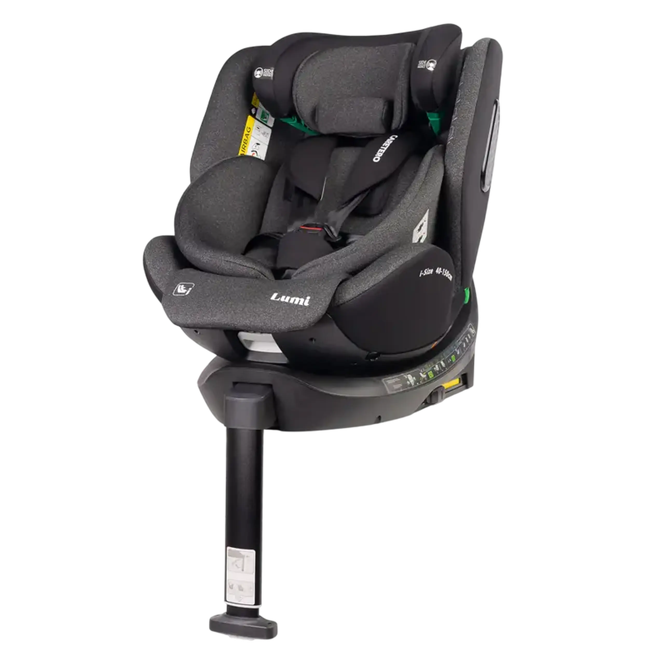 Scaun auto Caretero Lumi i-Size, Grupa 0+/1/2/3 (0-36 kg), Gri inchis