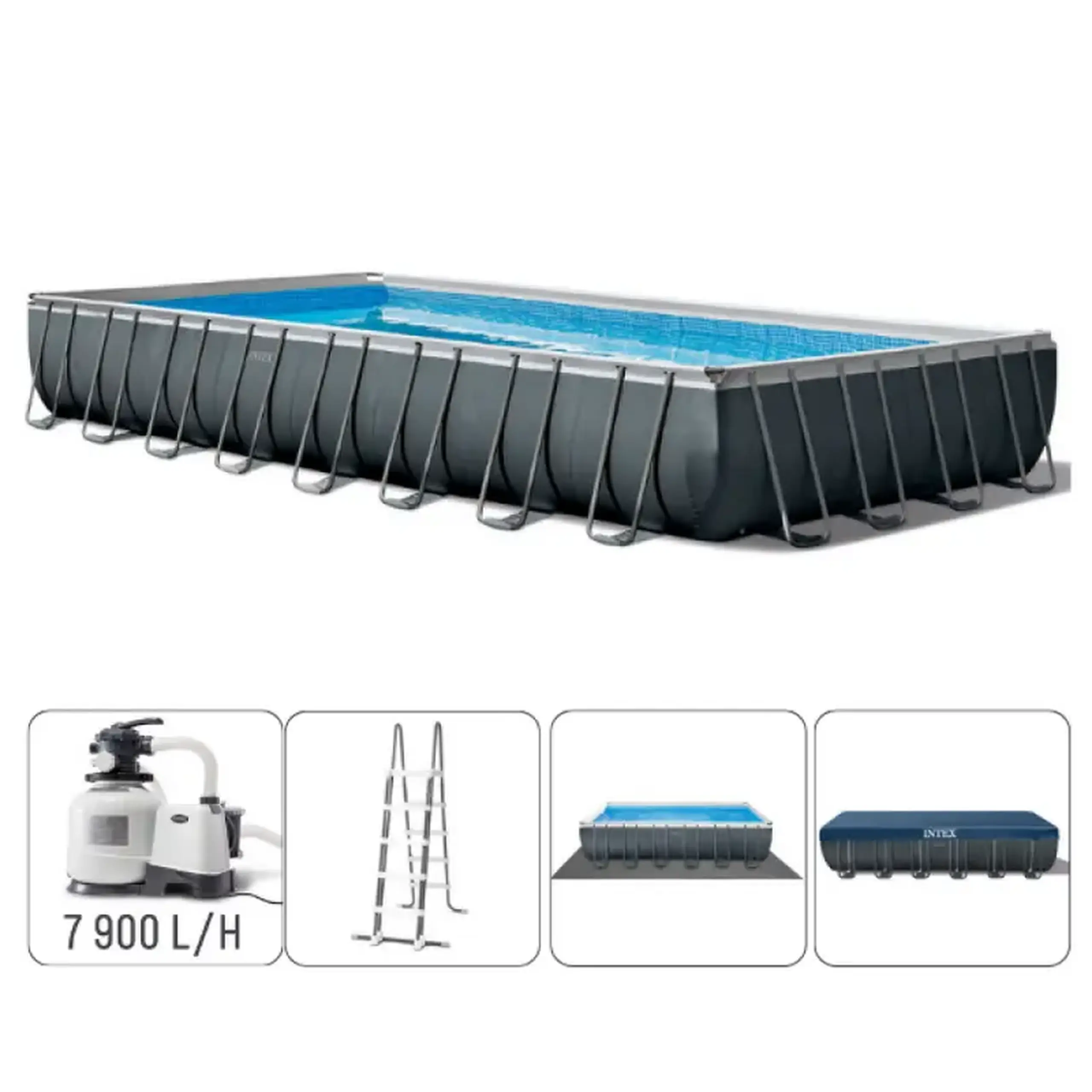 Piscină cu cadru metalic Intex 26364, 31805L, Antracit