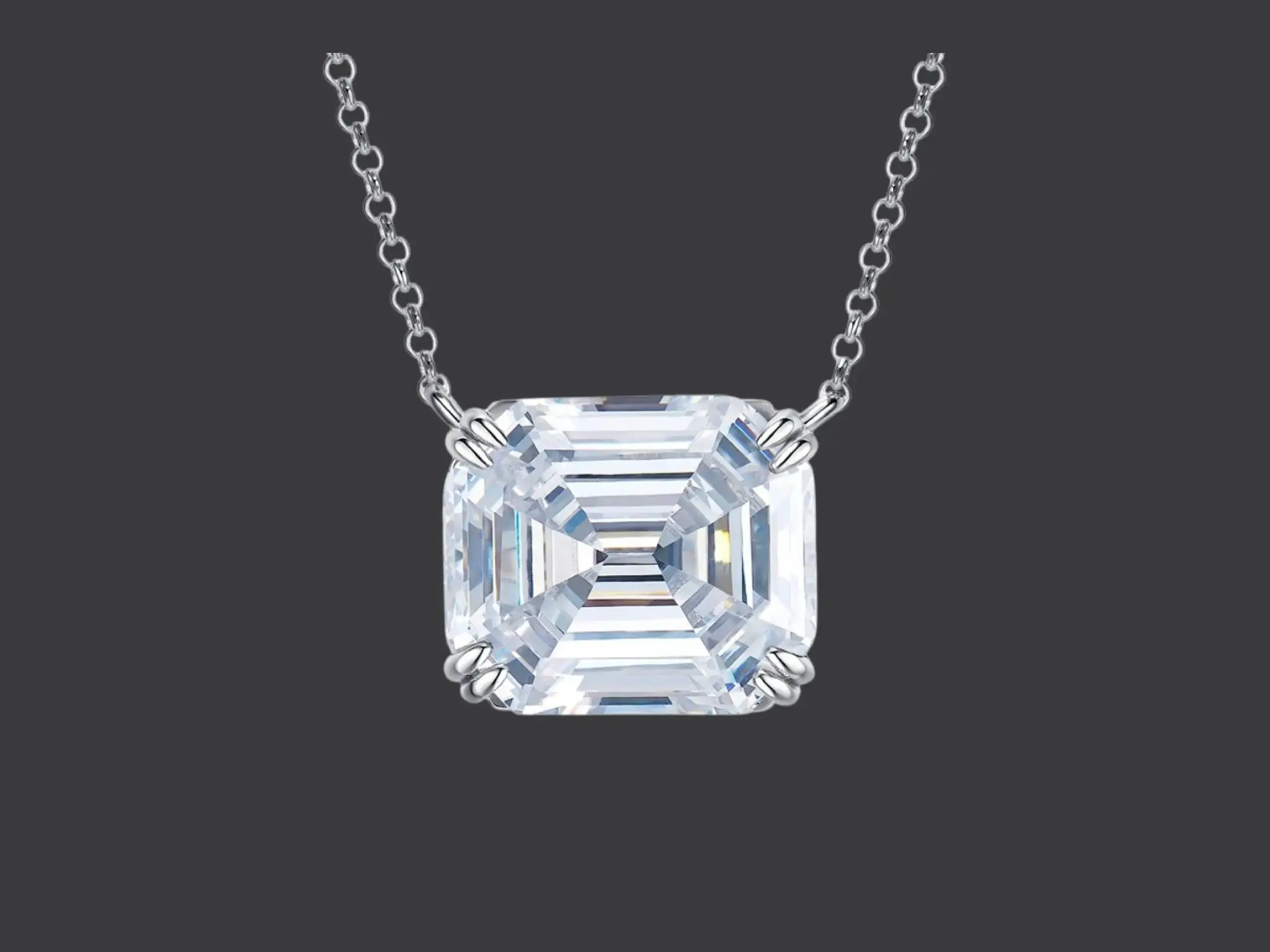 Yellow & Clear CZ Emerald Cut Necklace