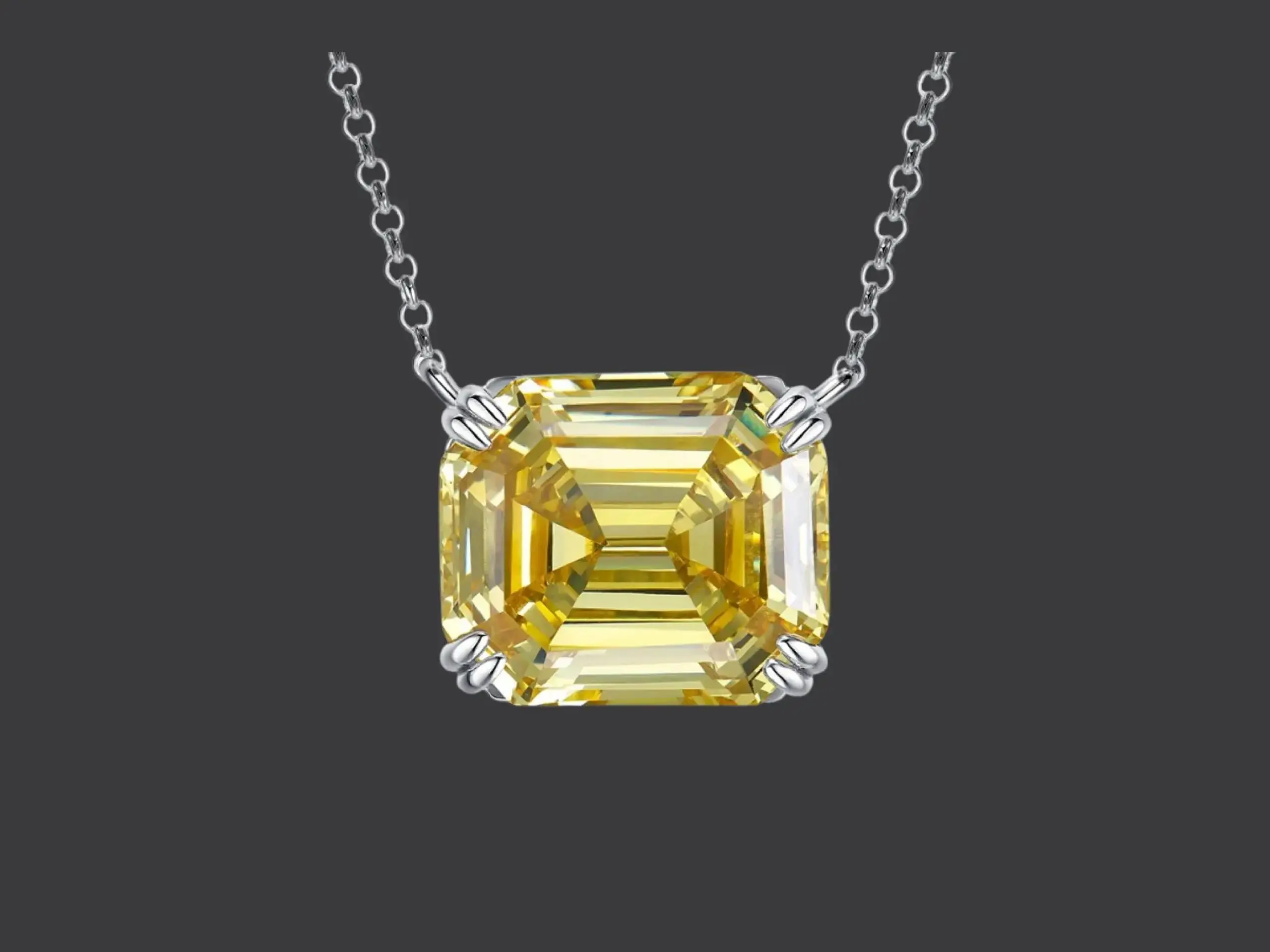Yellow & Clear CZ Emerald Cut Necklace