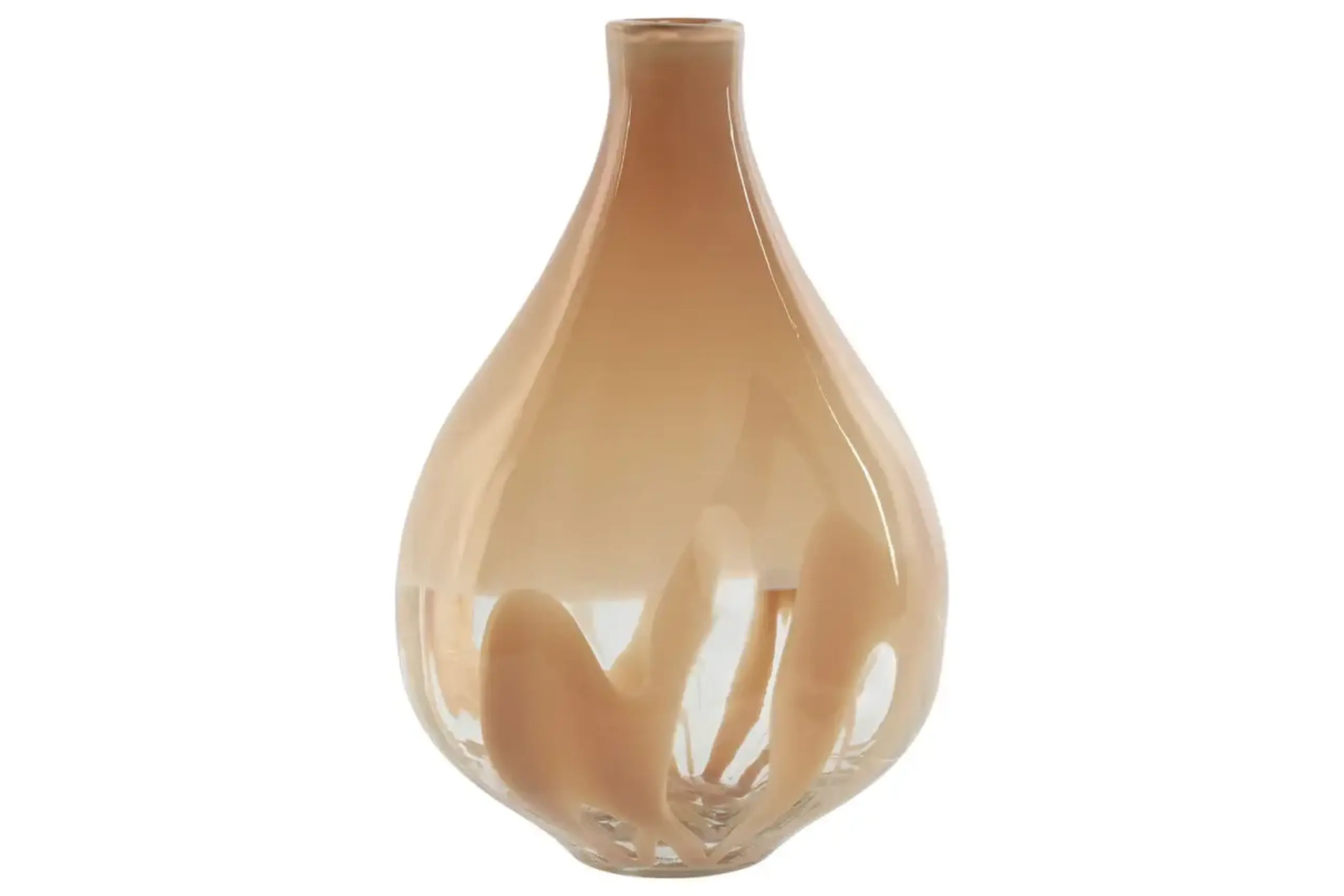 Vază decorativă din sticlă „Picătură” piersic 33cm