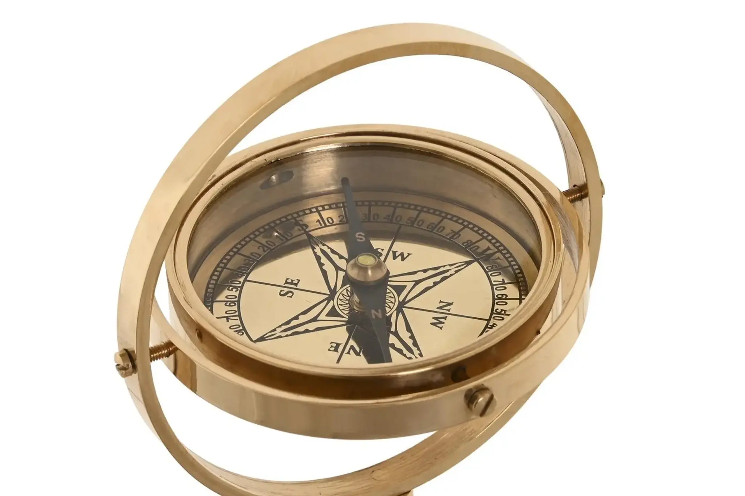 Busolă decorativă de masă,16cm, GOLD
