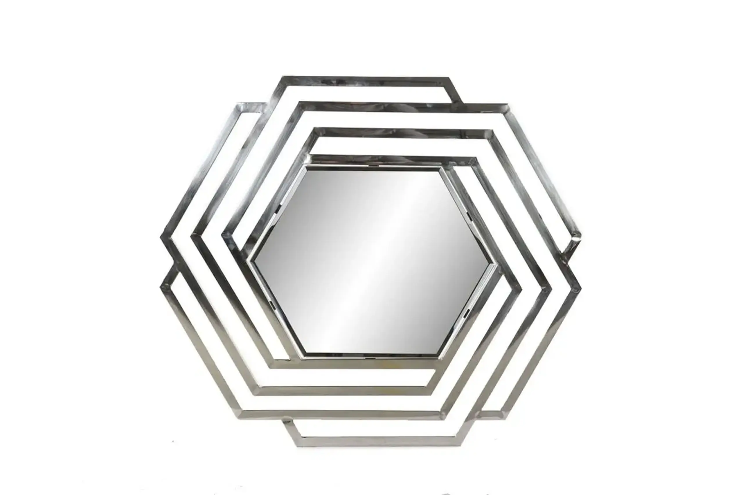 Oglinda de perete decorativă GEOMETRIC GLAM SILVER, 81 cm