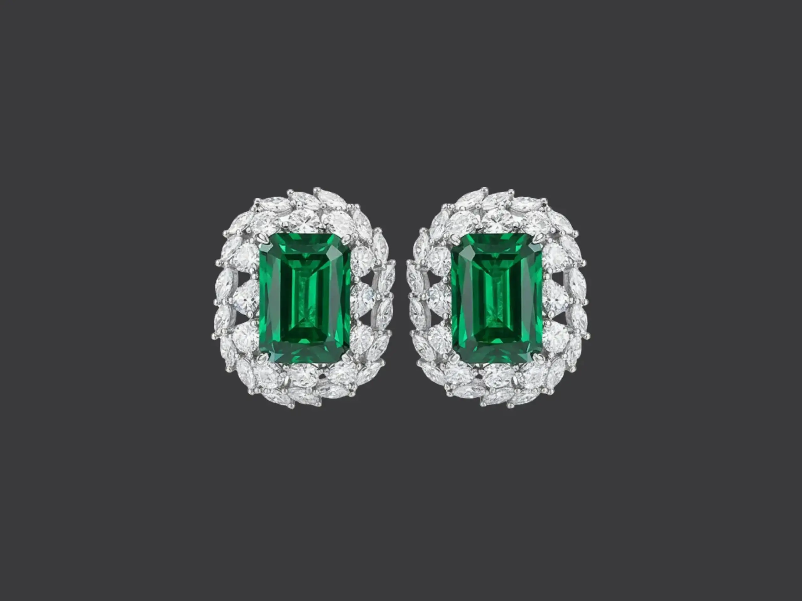 Verde Royale Emerald Halo Stud Earrings