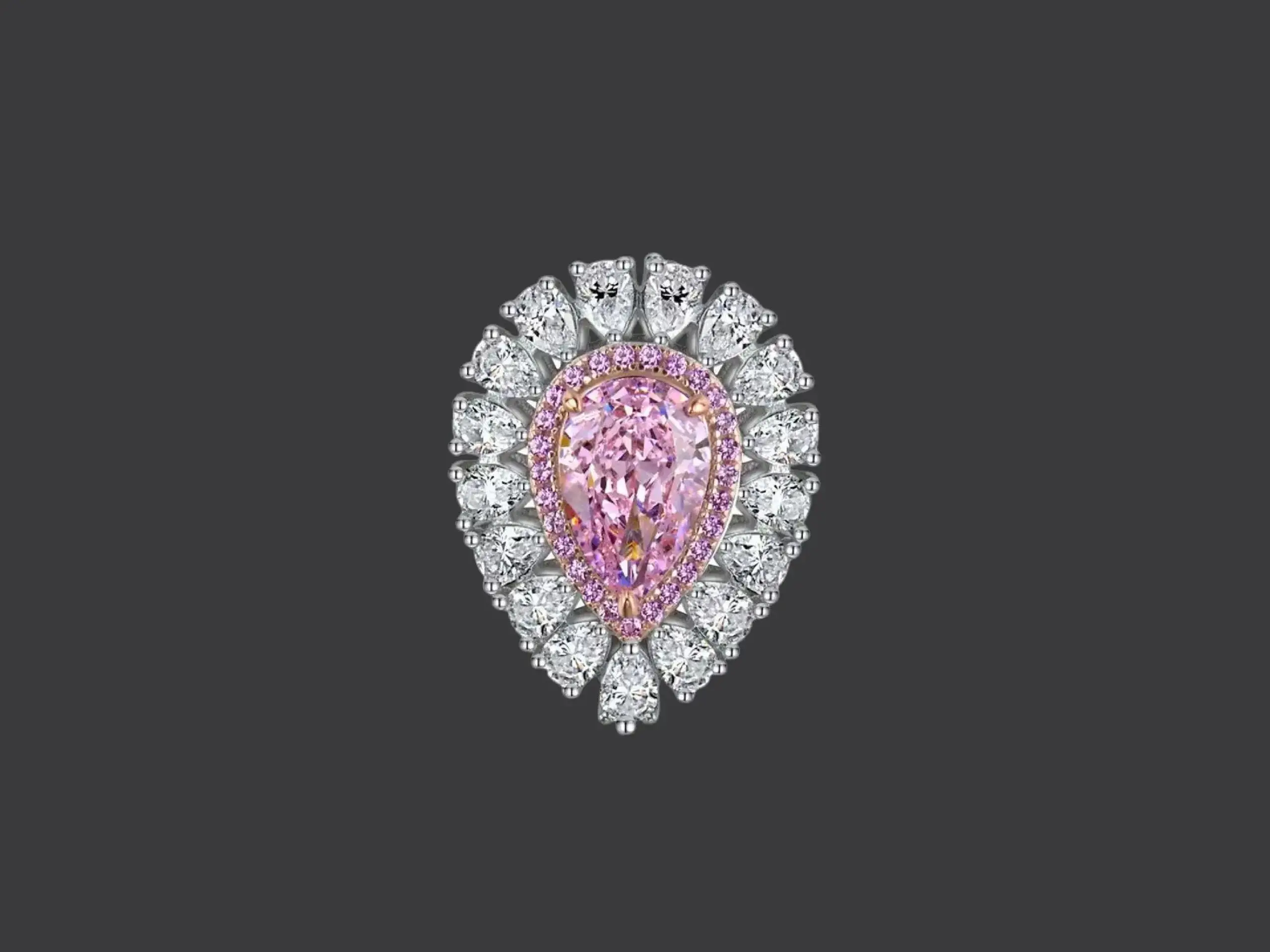 Pear Halo Statement Ring