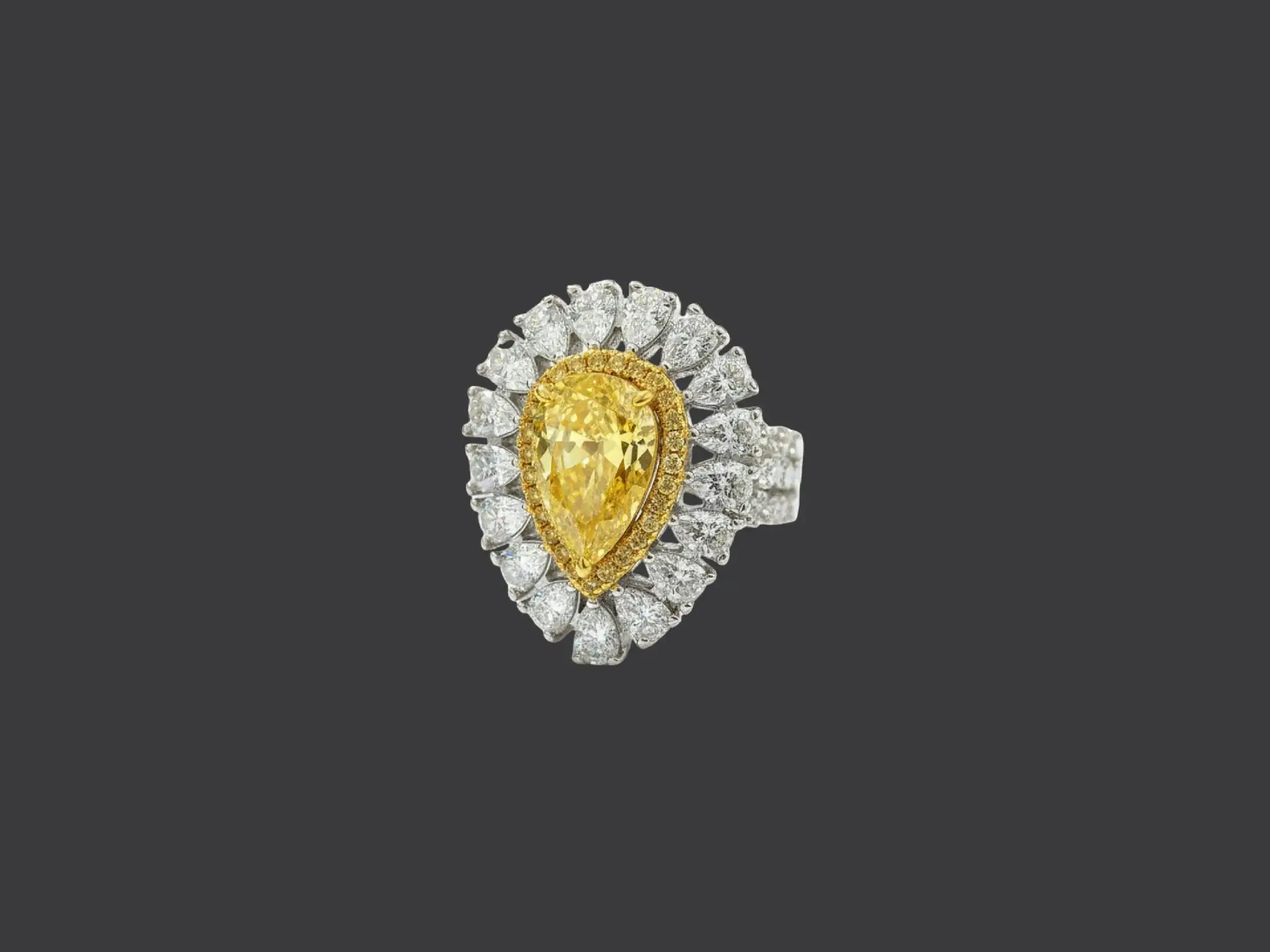 Pear Halo Statement Ring