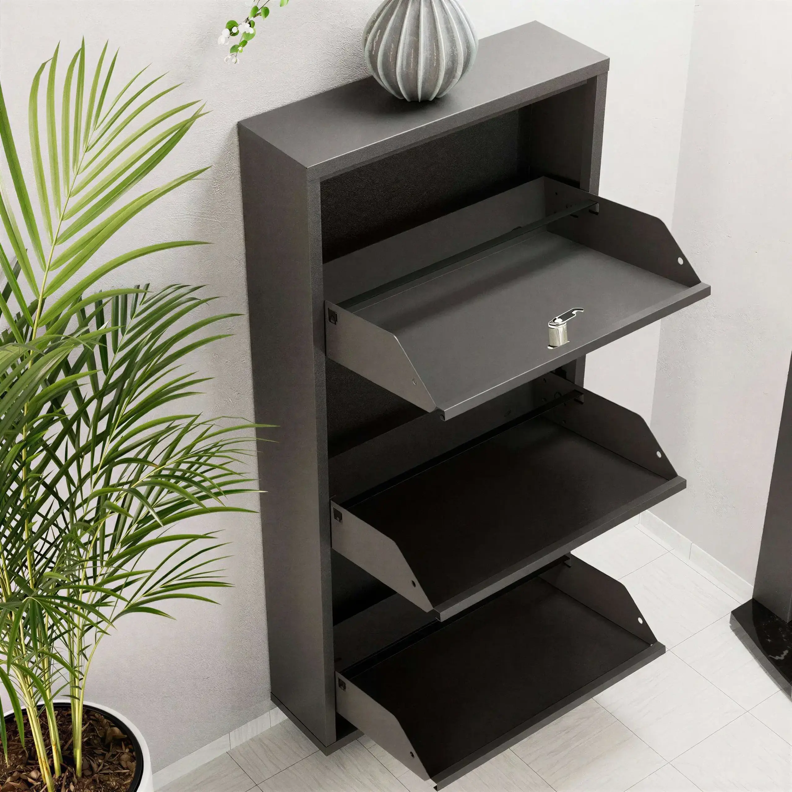 Pantofar, Locking 3 Piece Metal - Anthracite, 50 x 103 x 15 cm