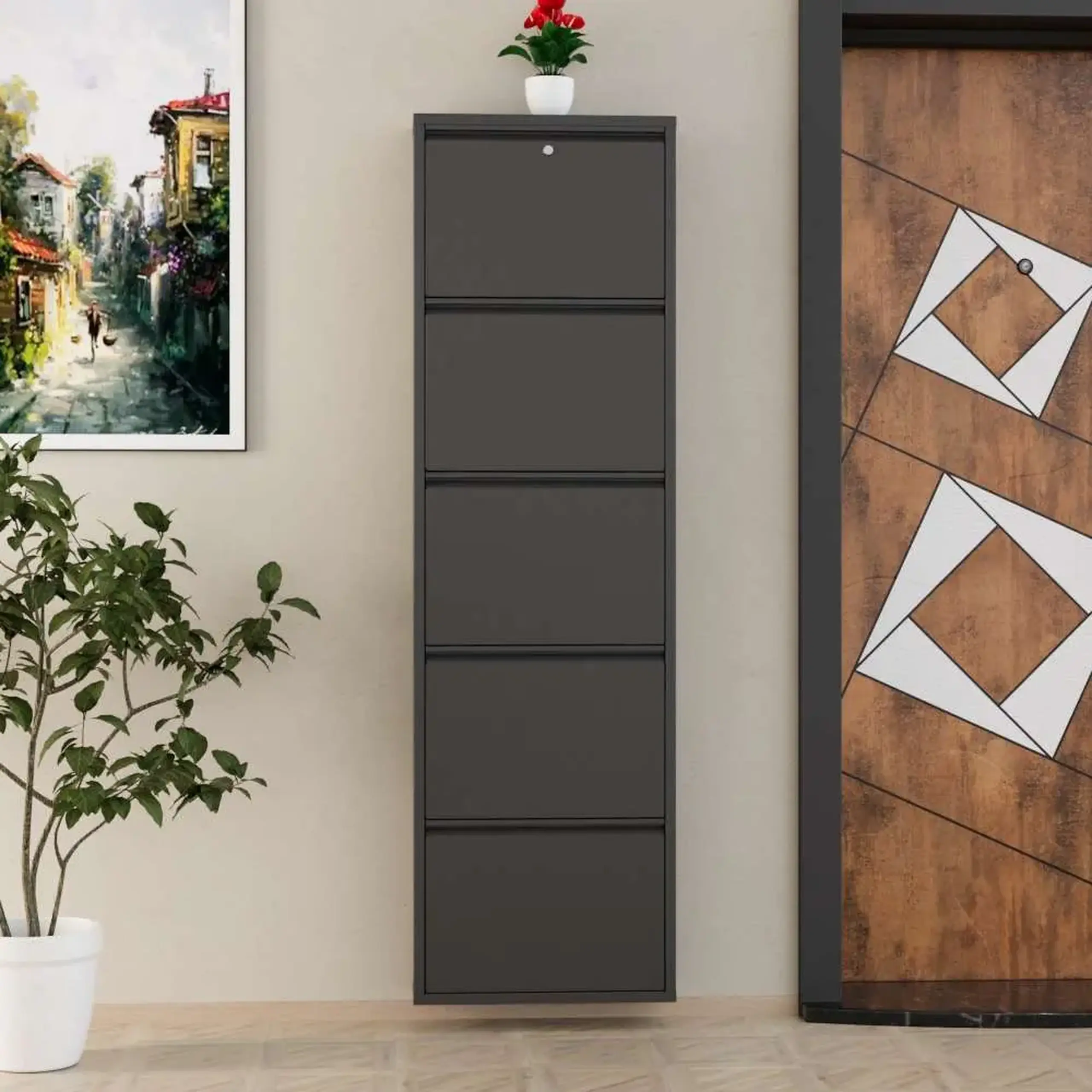 Pantofar, Locking 5 Piece Metal - Anthracite, 50 x 169 x 15 cm