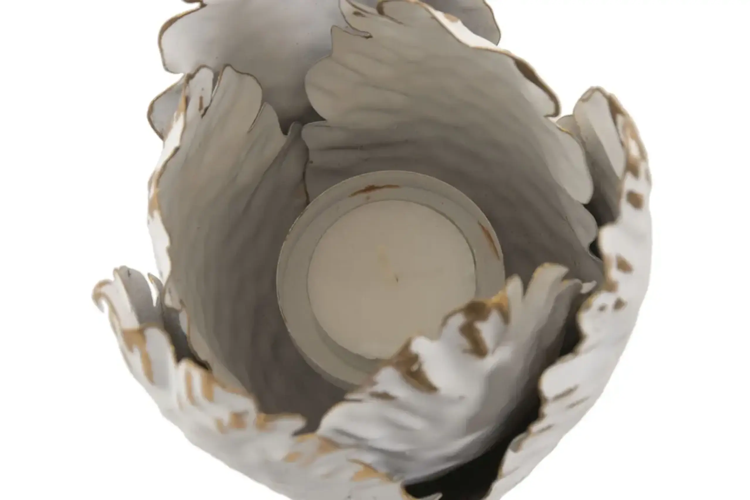 Suport pentru lumânare, Flower Aged White, 12cm