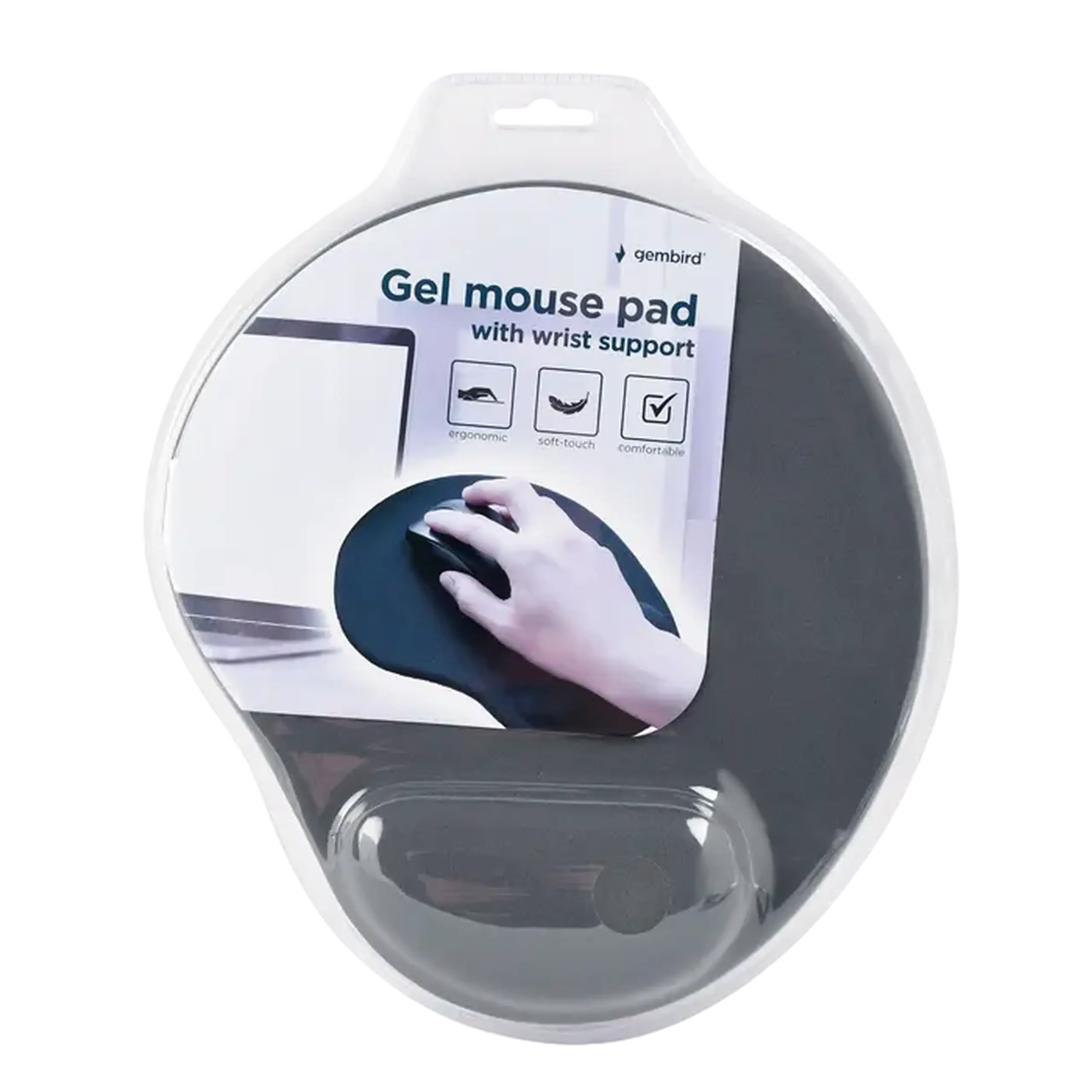 Mouse Pad Gembird MP-GEL-GR, 240mm x 220mm, Gri