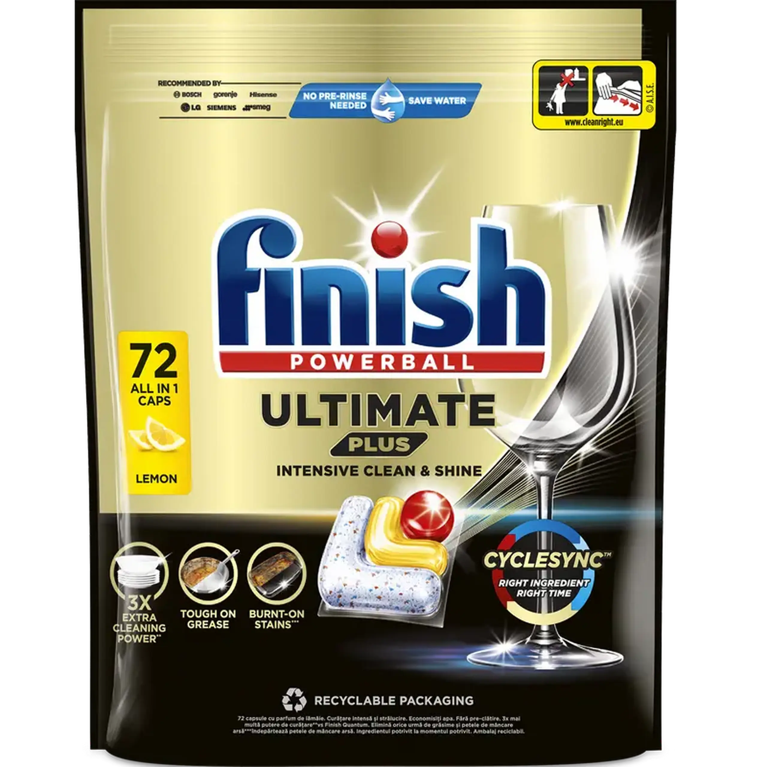 Tablete Finish Ultimate Plus Lemon 72 buc
