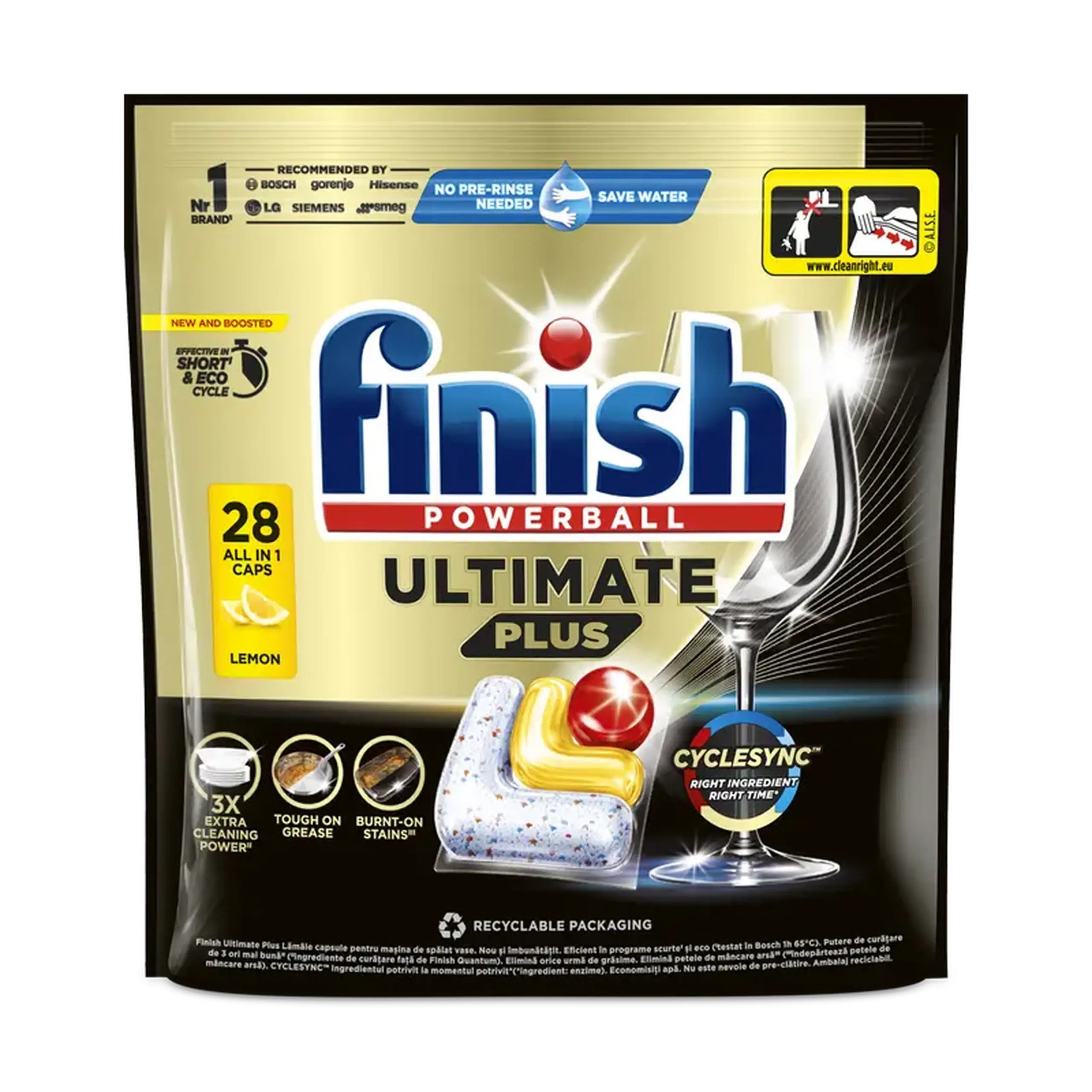 Tablete Finish Ultimate Plus Lemon 28 buc