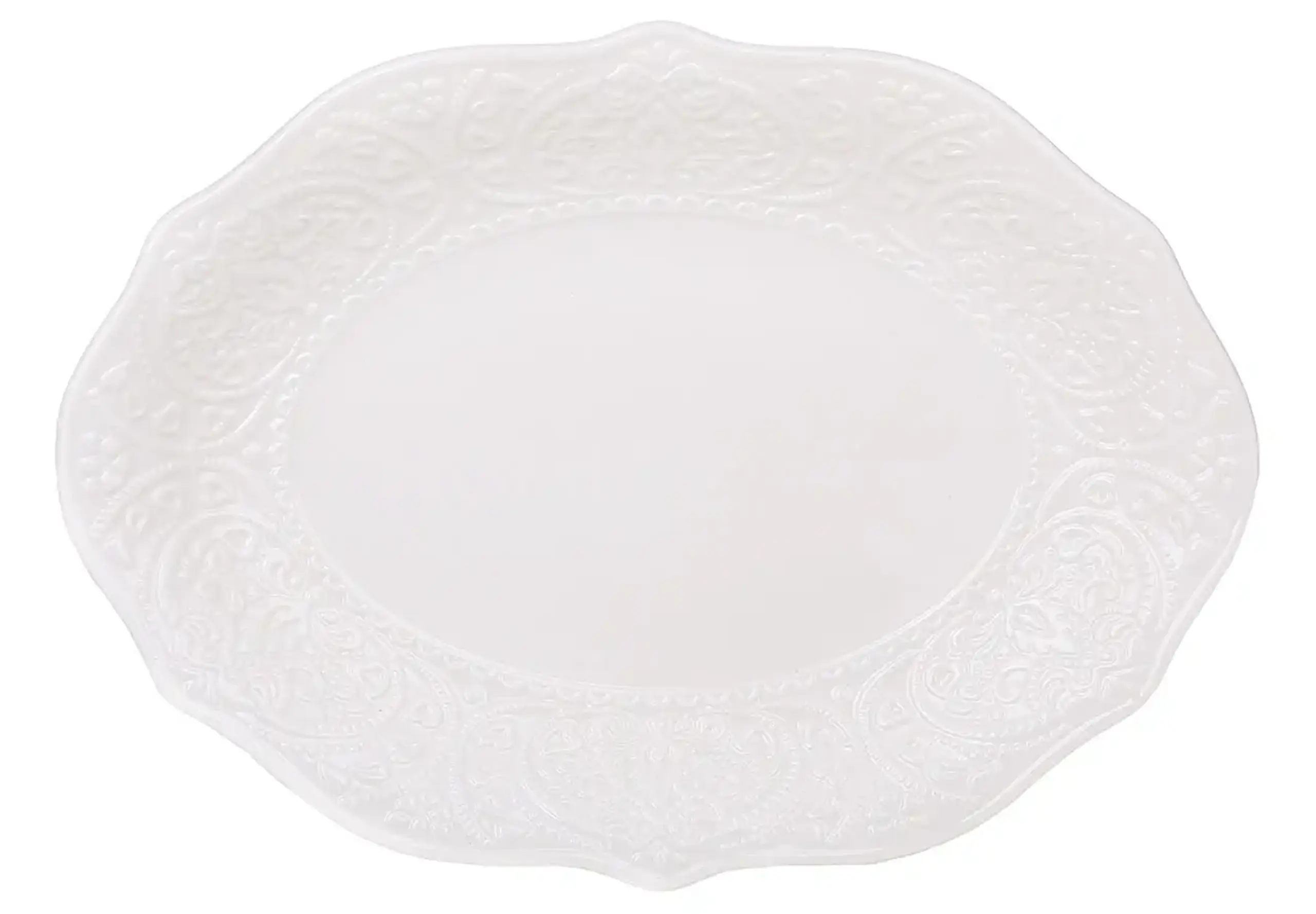 Platou oval din porțelan, Dentelle Blanche, 31.3cm