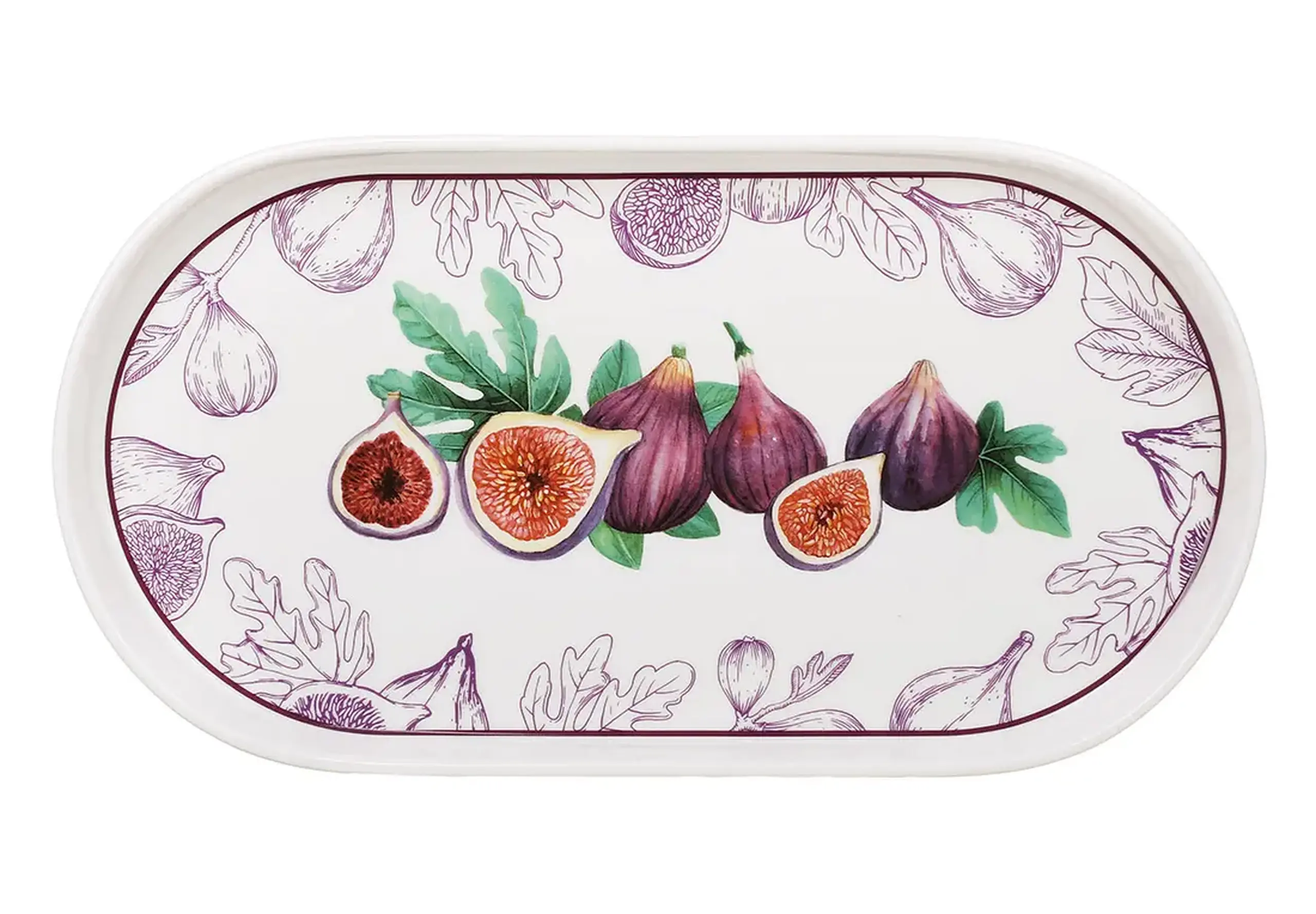 Platou oval din porțelan, Fig Velvet, 30x16cm