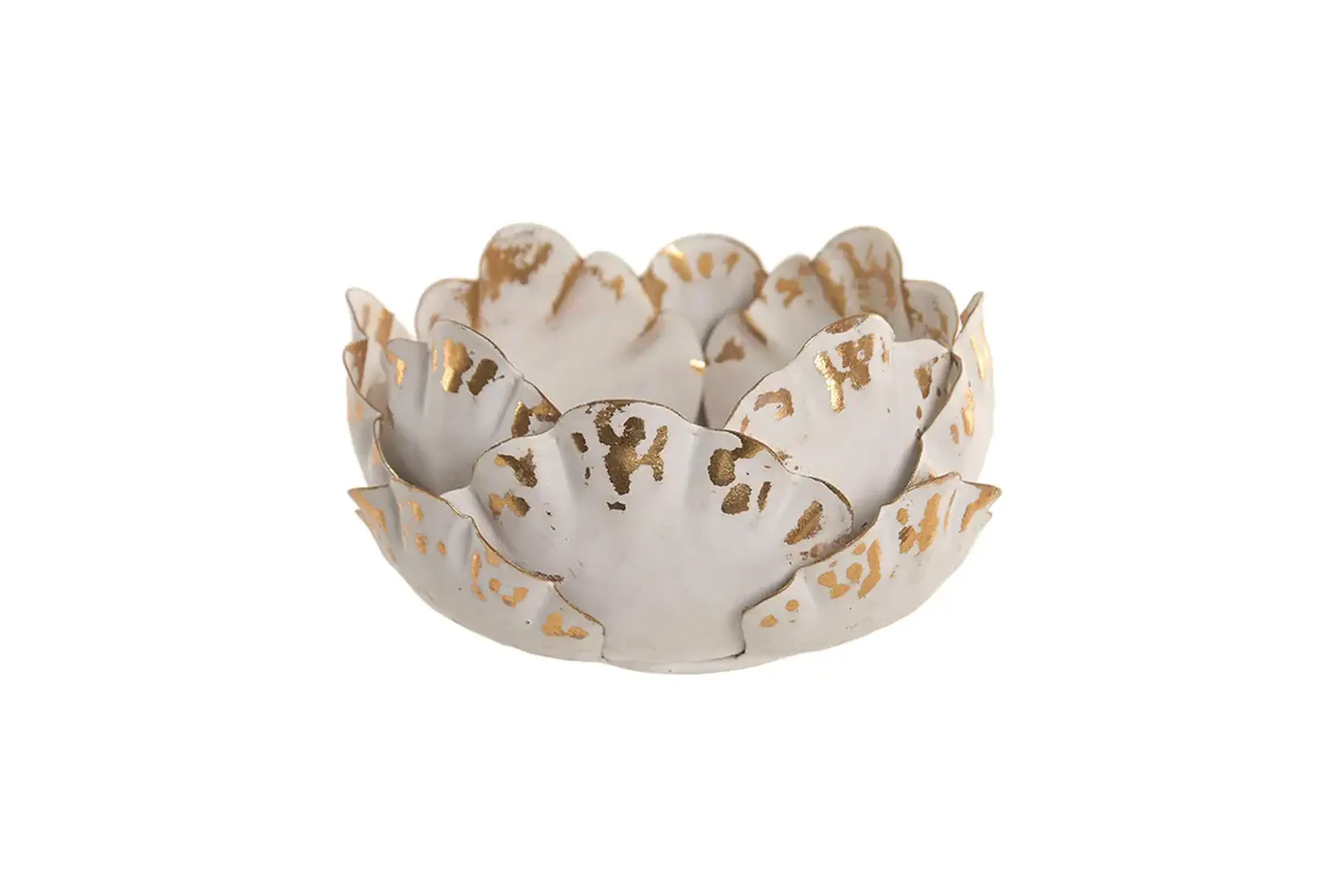 Suport pentru lumânare, Flower Aged White, 15cm