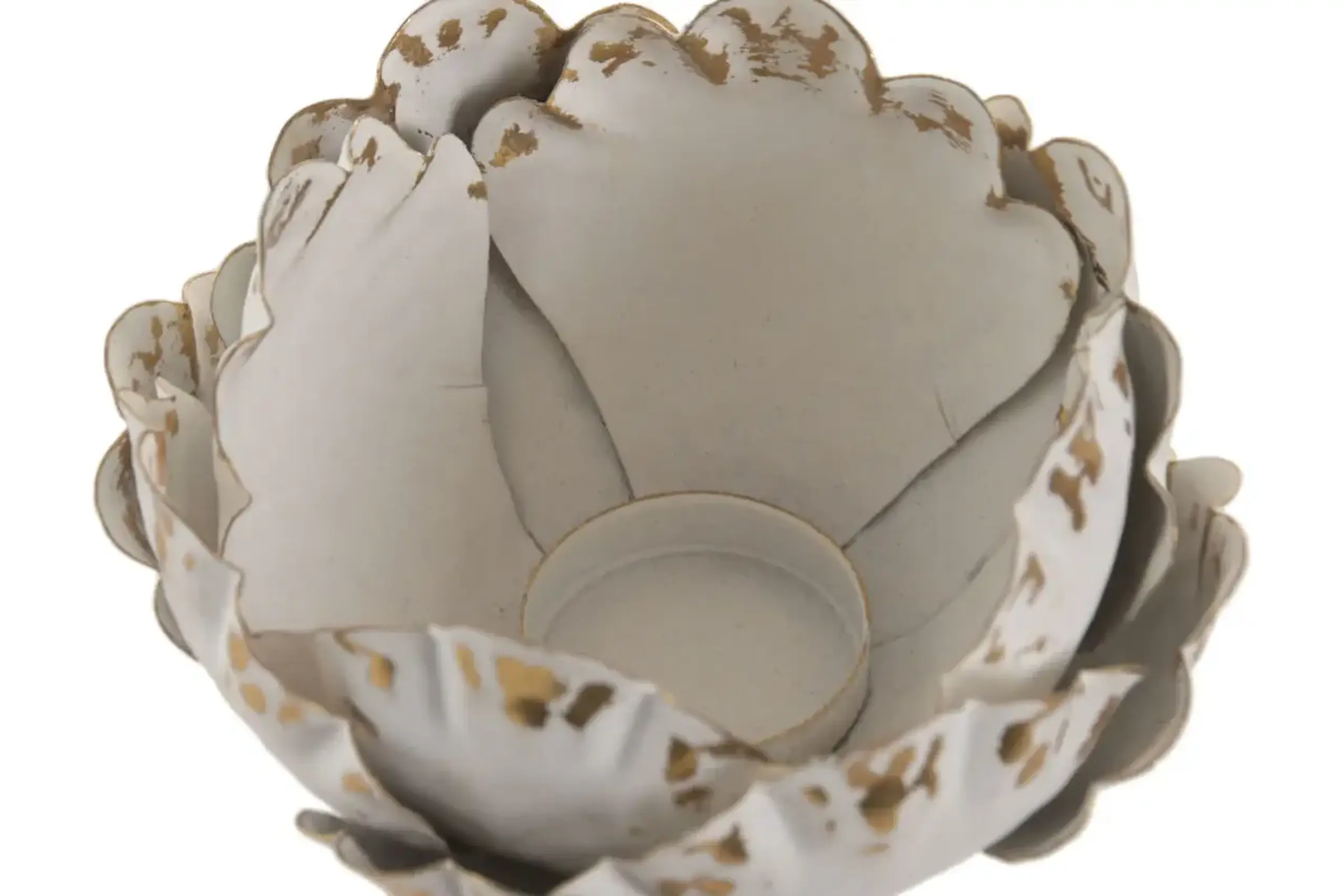 Suport pentru lumânare, Flower Aged White, 15cm