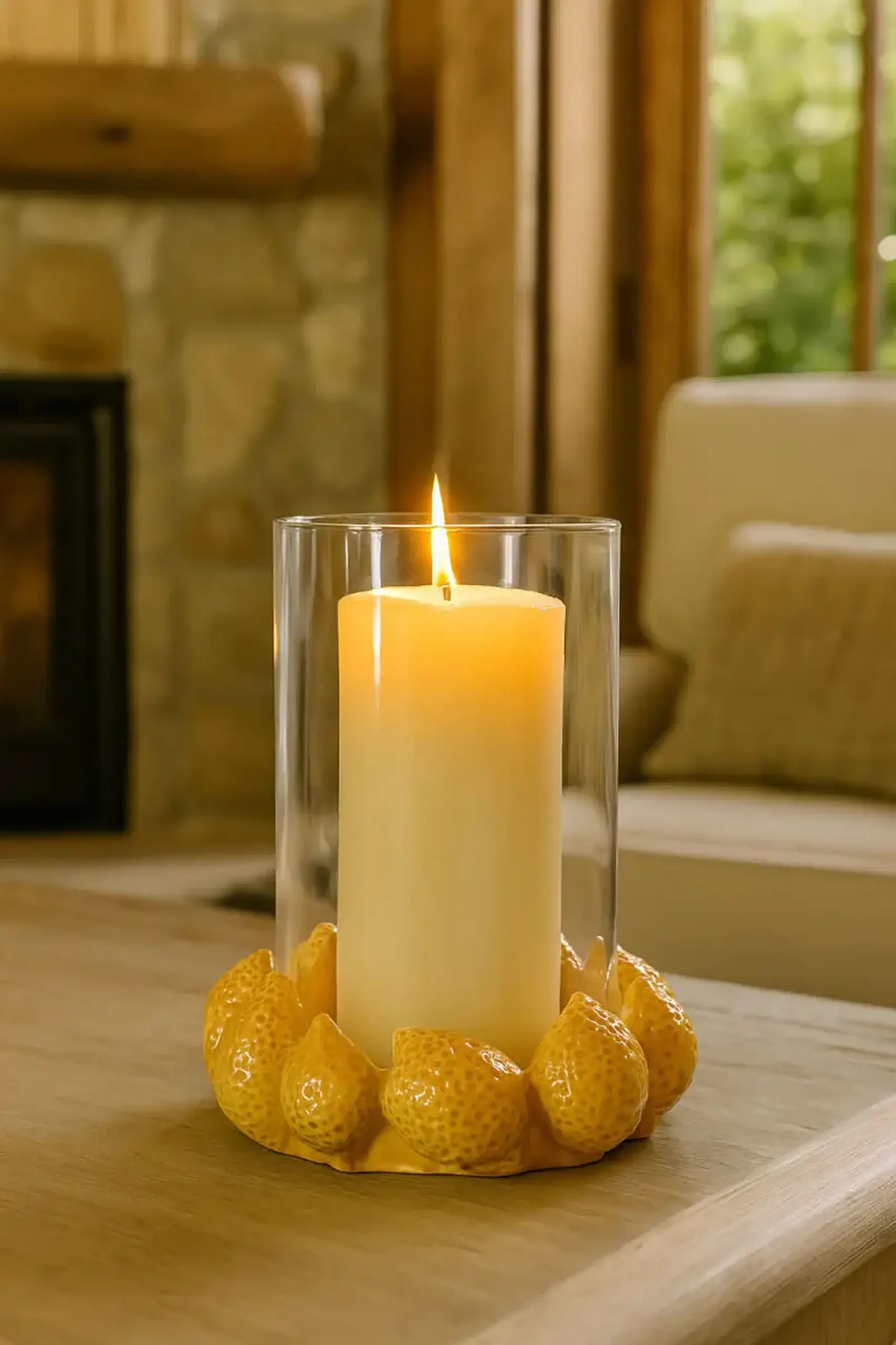 Suport pentru lumânare, Lemon Yellow, 16cm