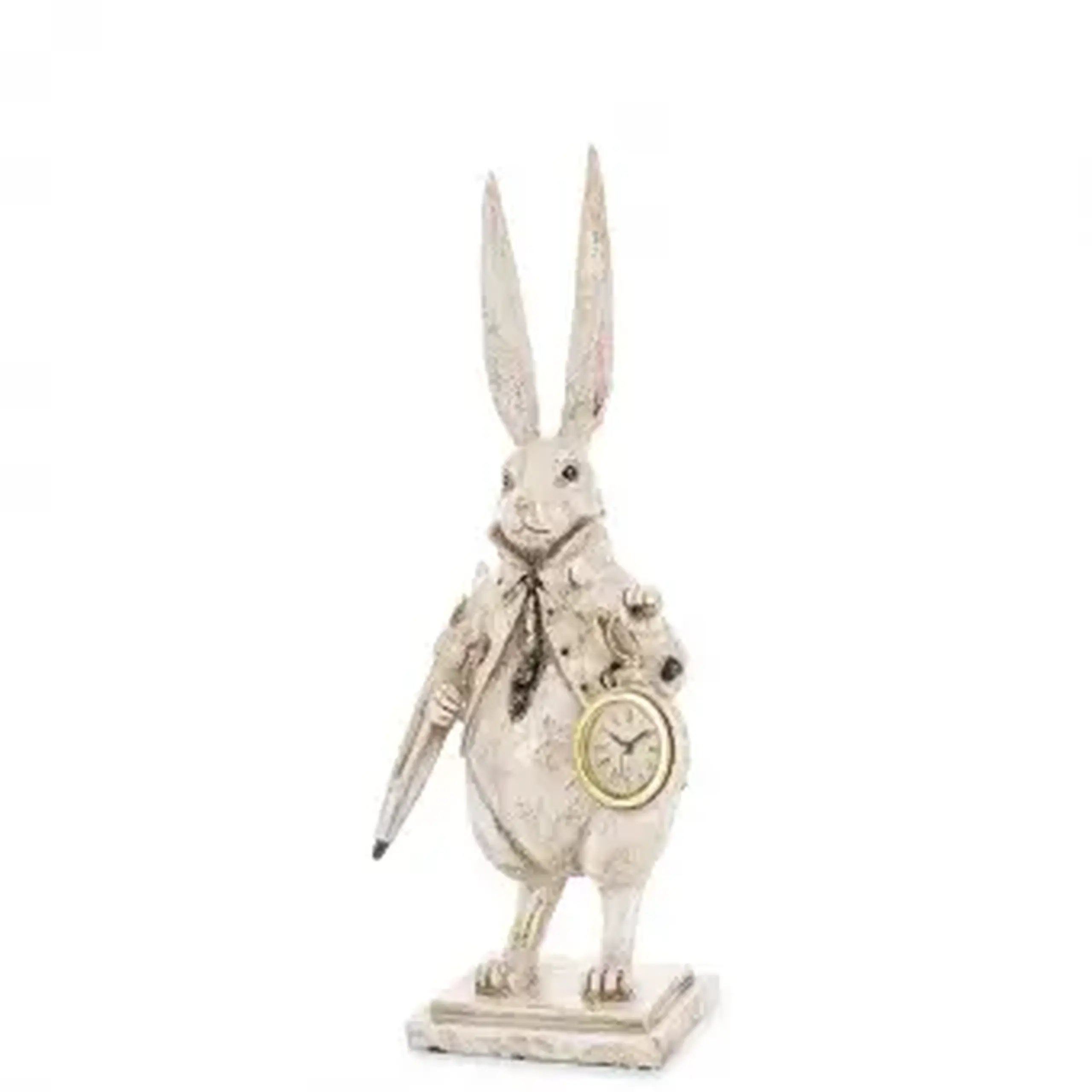 Figurină decorativă, Iepure cu umbrelă și ceas Lux, 38cm