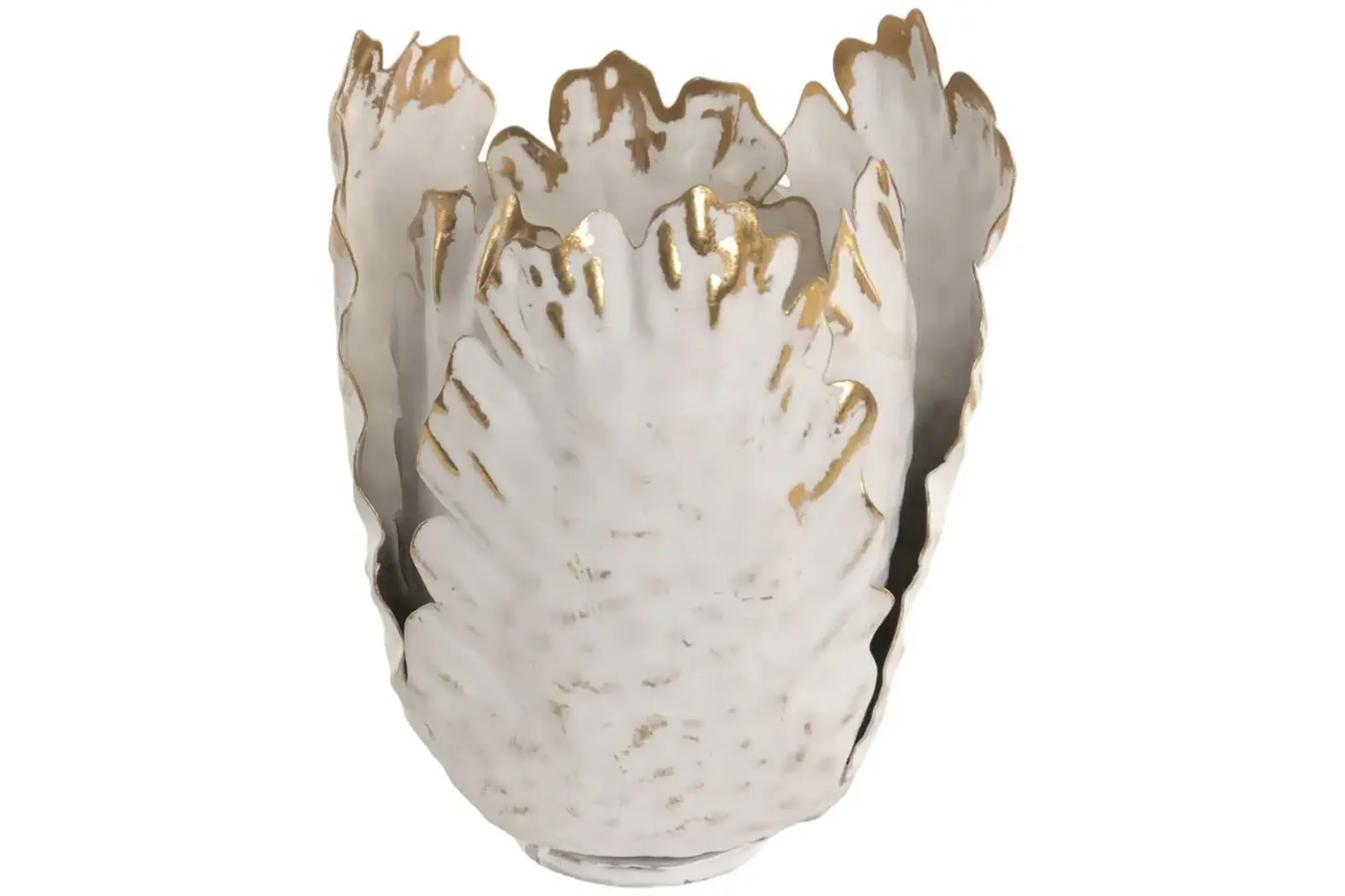 Suport pentru lumânare, Flower Aged White, 12cm