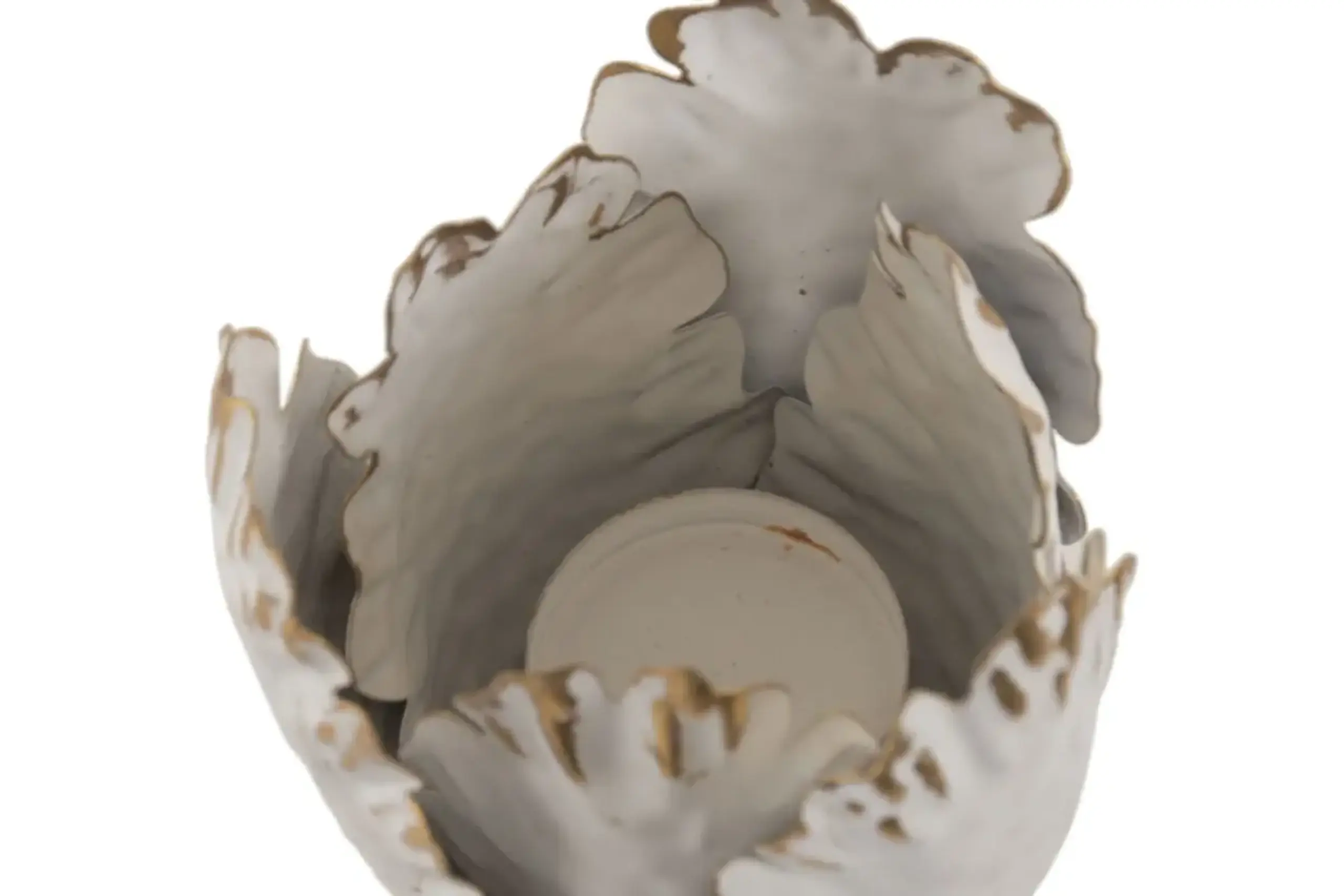 Suport pentru lumânare, Flower Aged White, 12cm