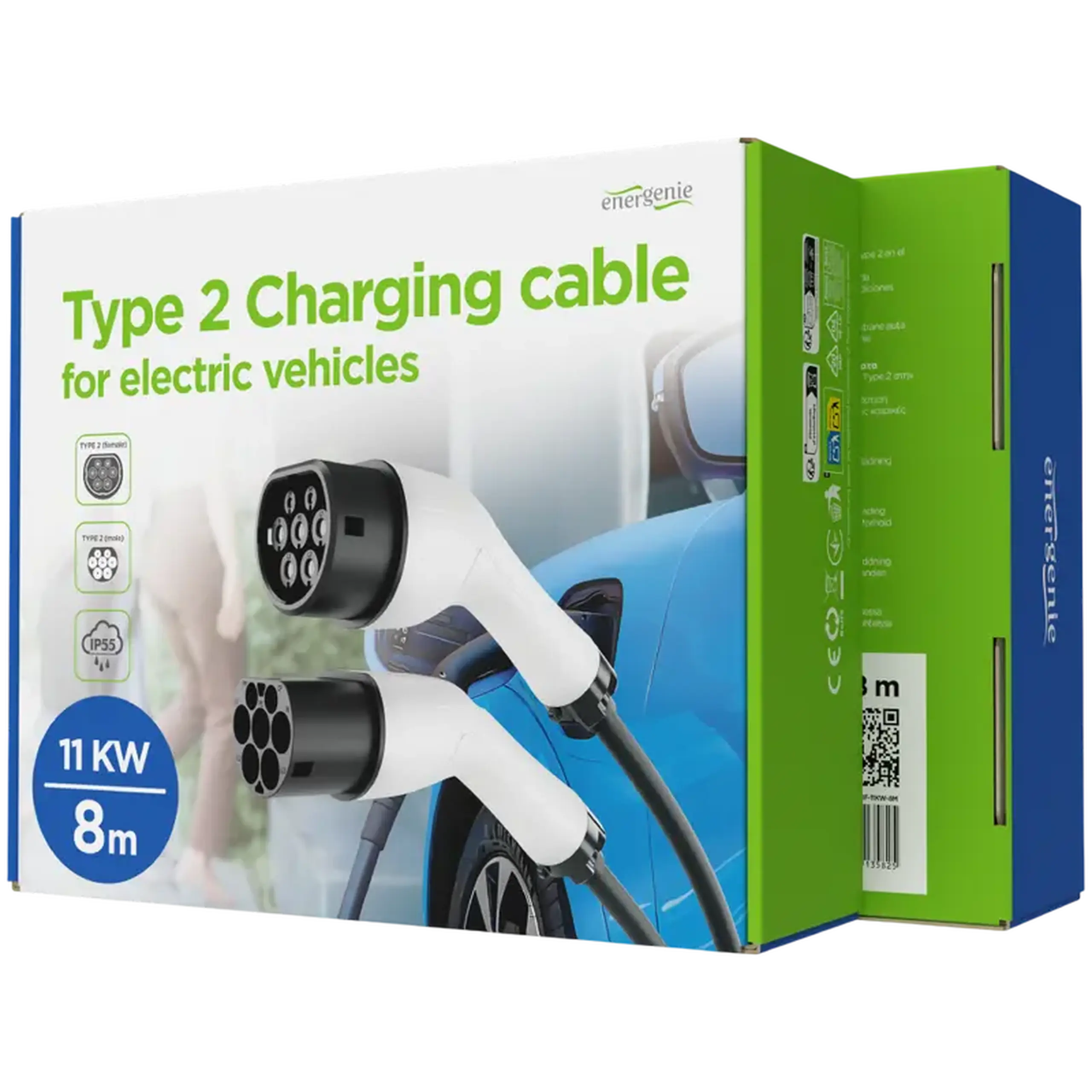 Cablu de încărcare Energenie EV-T2MF-11KW-8M Negru